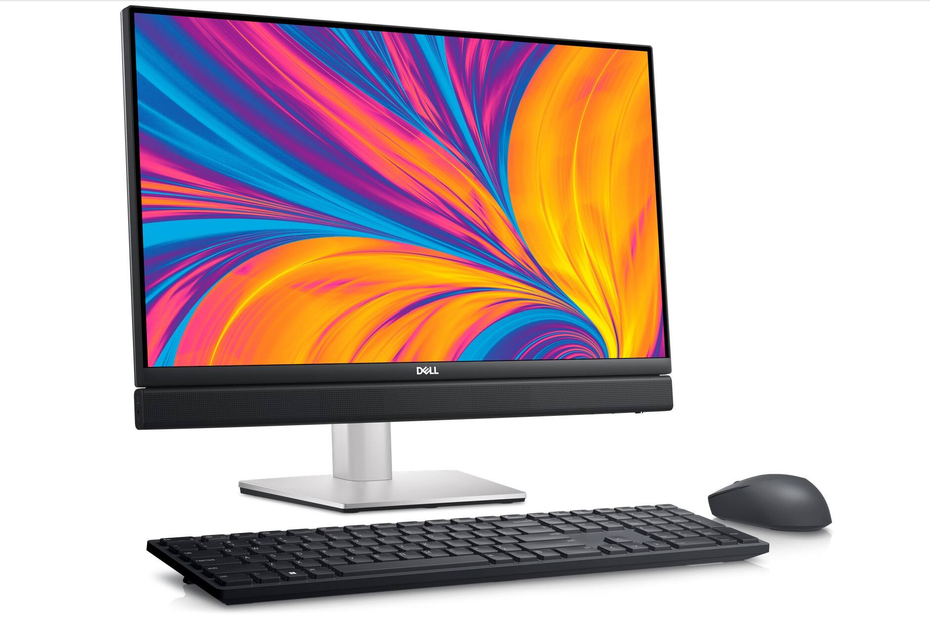 Angle. Dell - 24" FHD Optiplex All in One 7420 | Intel Core i7-14th | 16GB RAM | 512GB NVMe | Webcam | Wireless KB & Mouse | Win 11. - Silver.