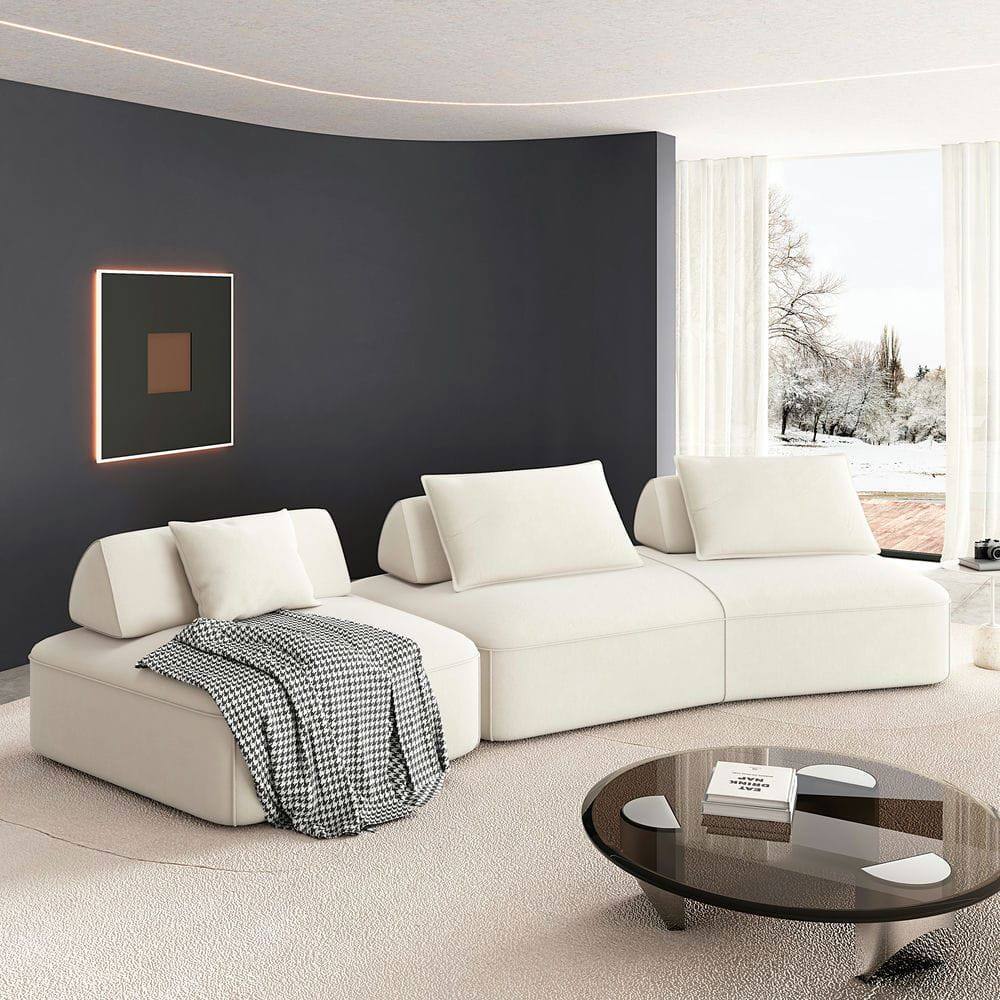 Kadyn - 139" Oversized Modular Sectional Sofa, Plush Chenille Upholstery with Deep Seating and DIY Setup, Beige - Beige