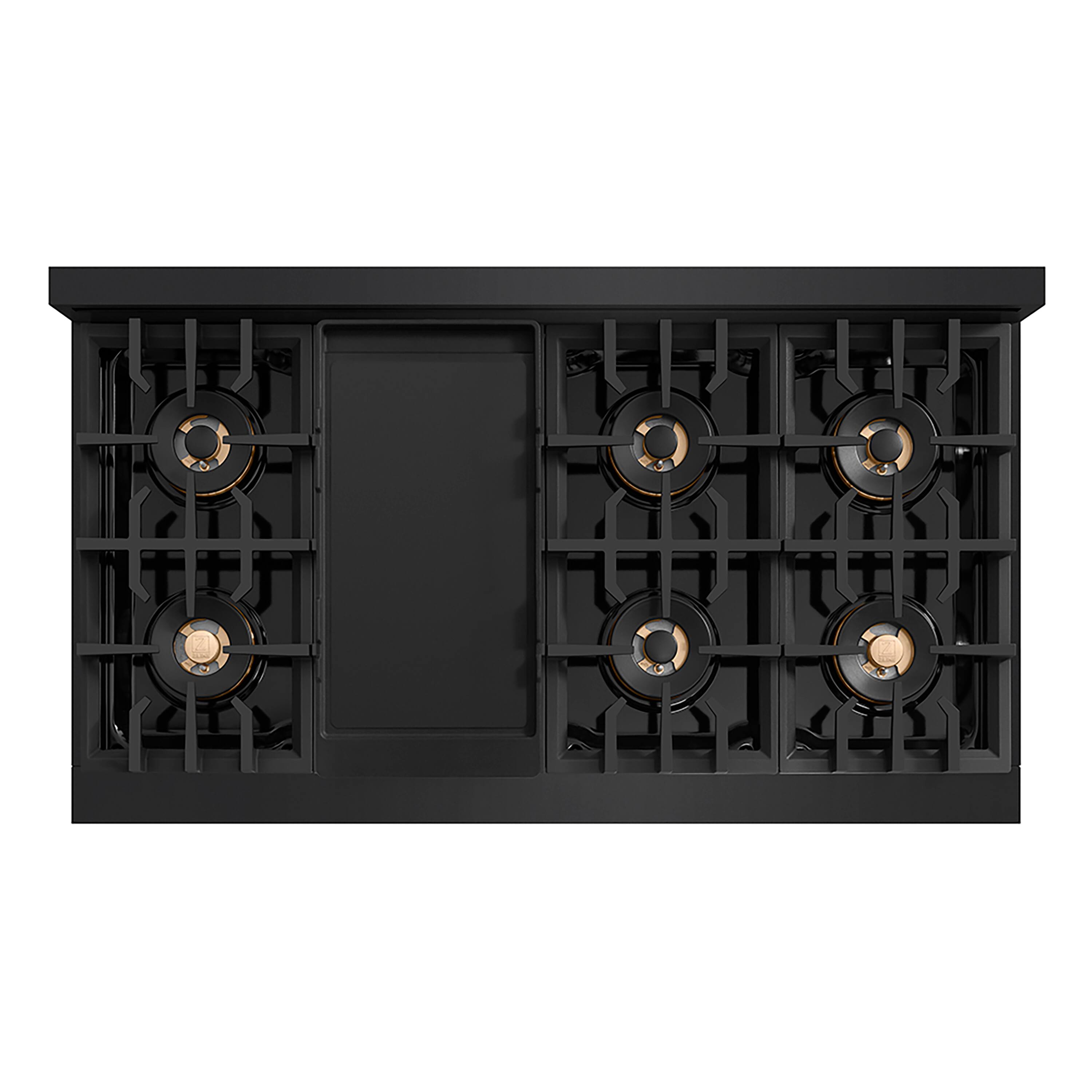 Angle. ZLINE - ZLINE 48 in. Classic Gas Rangetop with 8 Burner DuoPro Cooktop (PCRTB-48) - Black Stainless Steel.