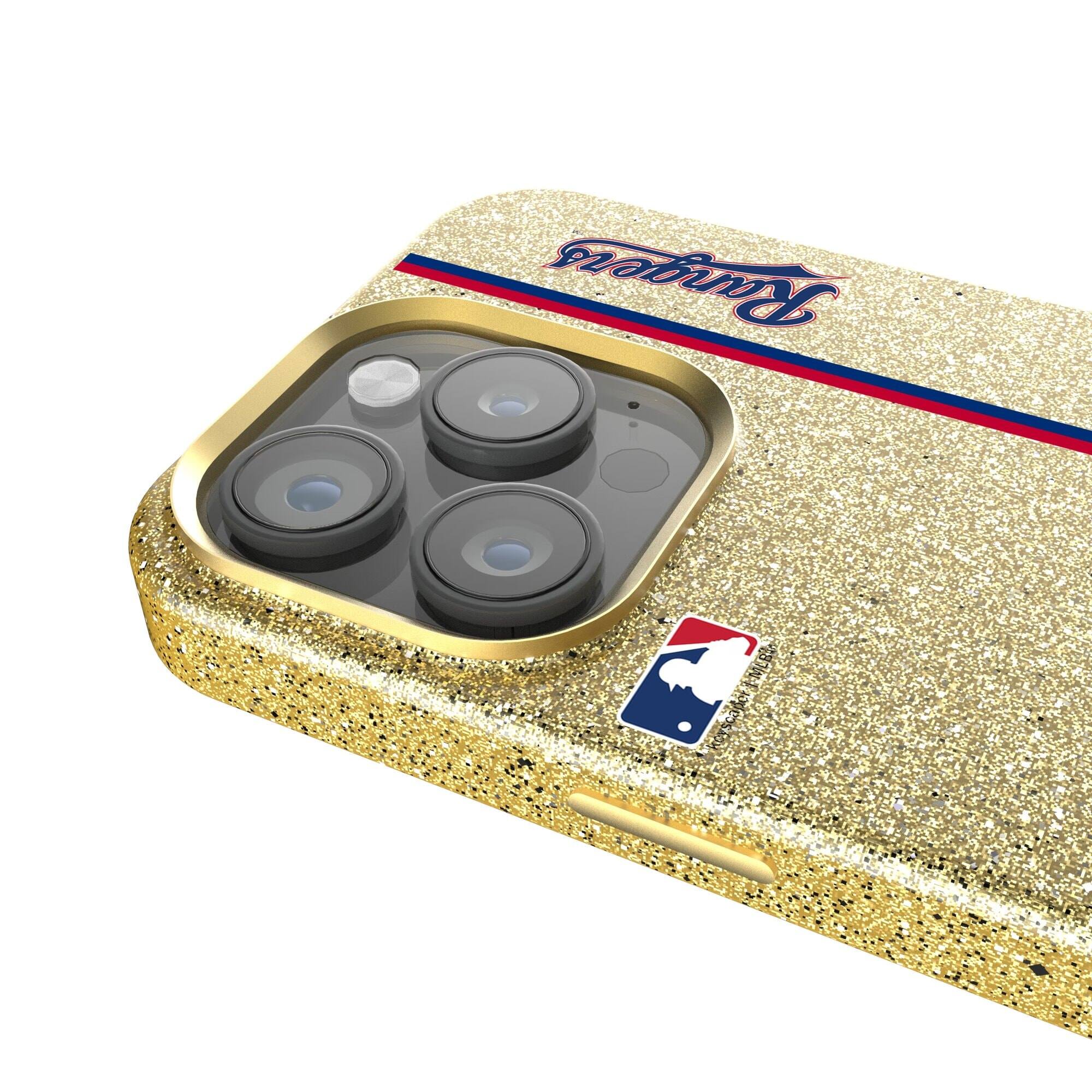 Alt View 3. Keyscaper - Texas Rangers iPhone Bling Case - 14 Pro Max - Gold.