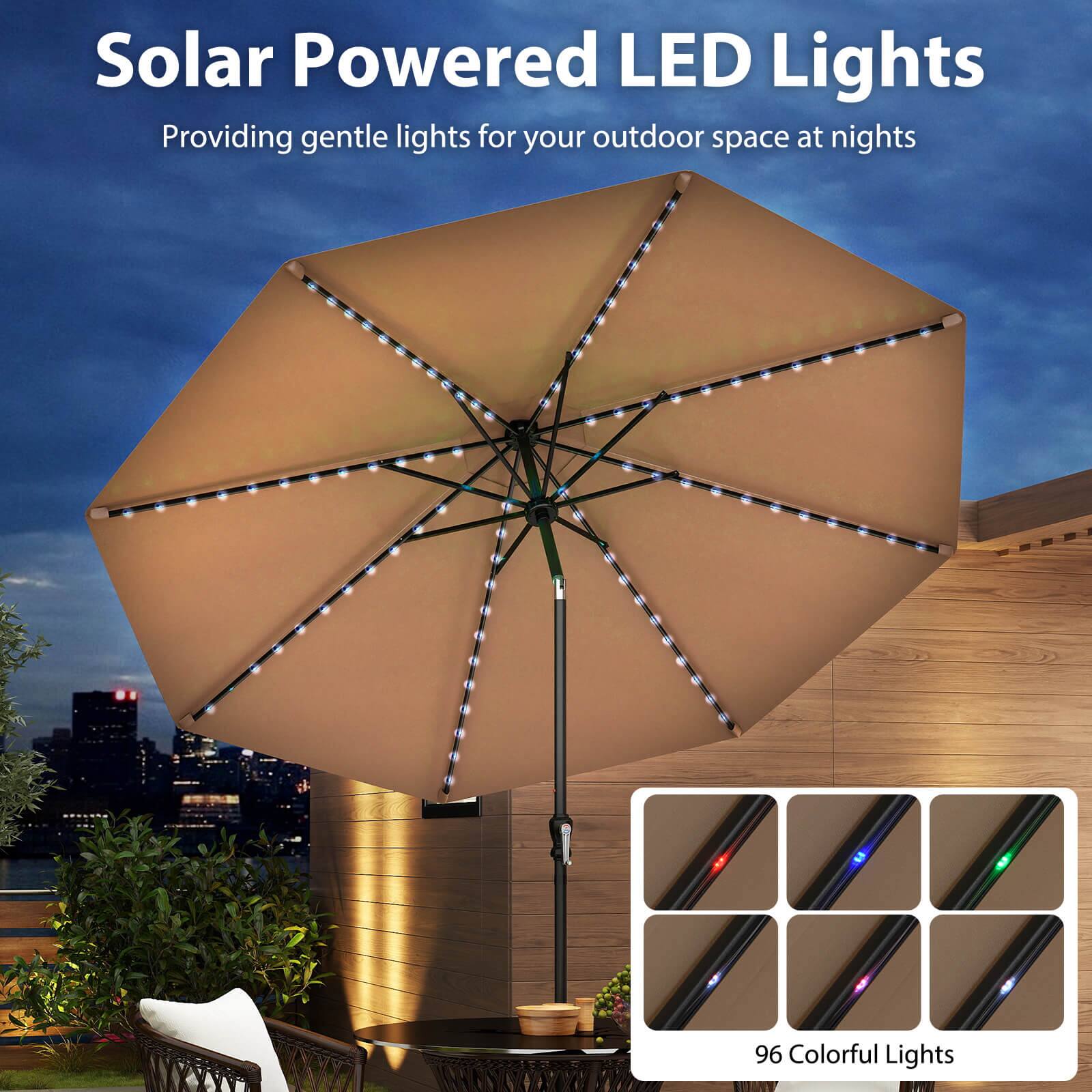 Solar Powered LED Lights  
Providing gentle lights for your outdoor space at nights  

96 Colorful Lights