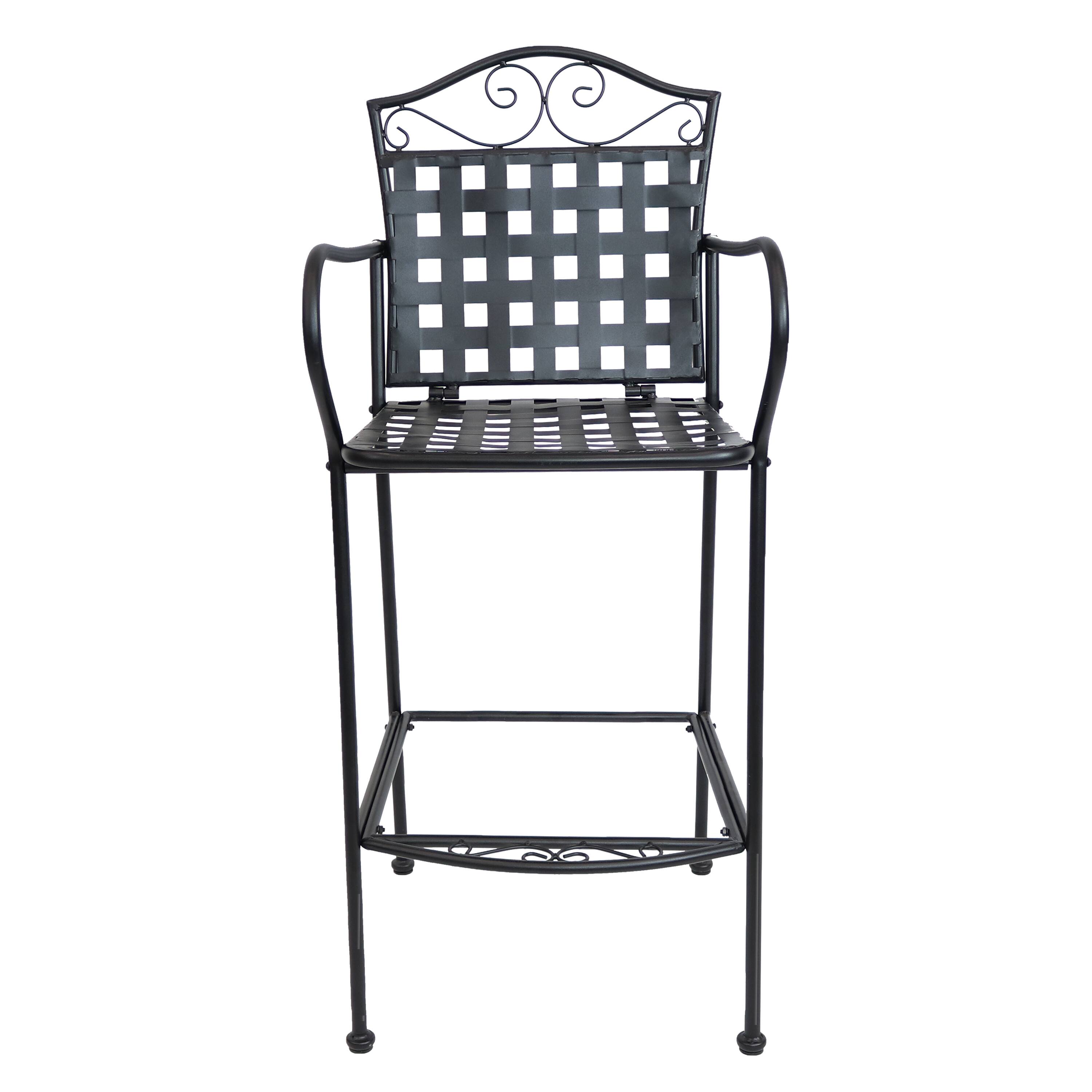 Alt View 5. Sunnydaze - Scrolling Wrought Iron Patio Dining Bar Chairs - Set of 2 - Black.