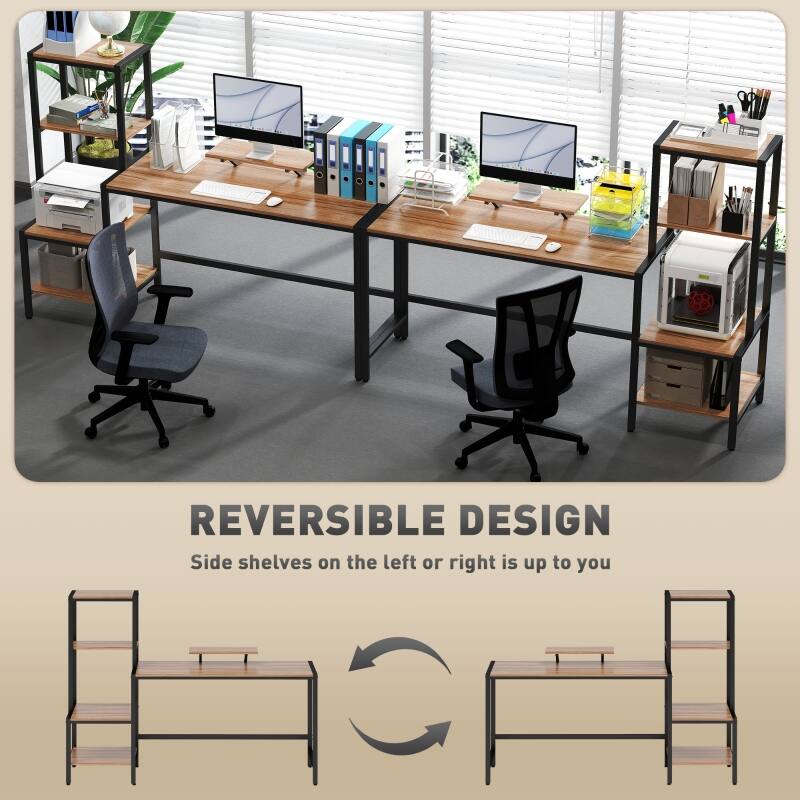 REVERSIBLE DESIGN  
Side shelves on the left or right is up to you