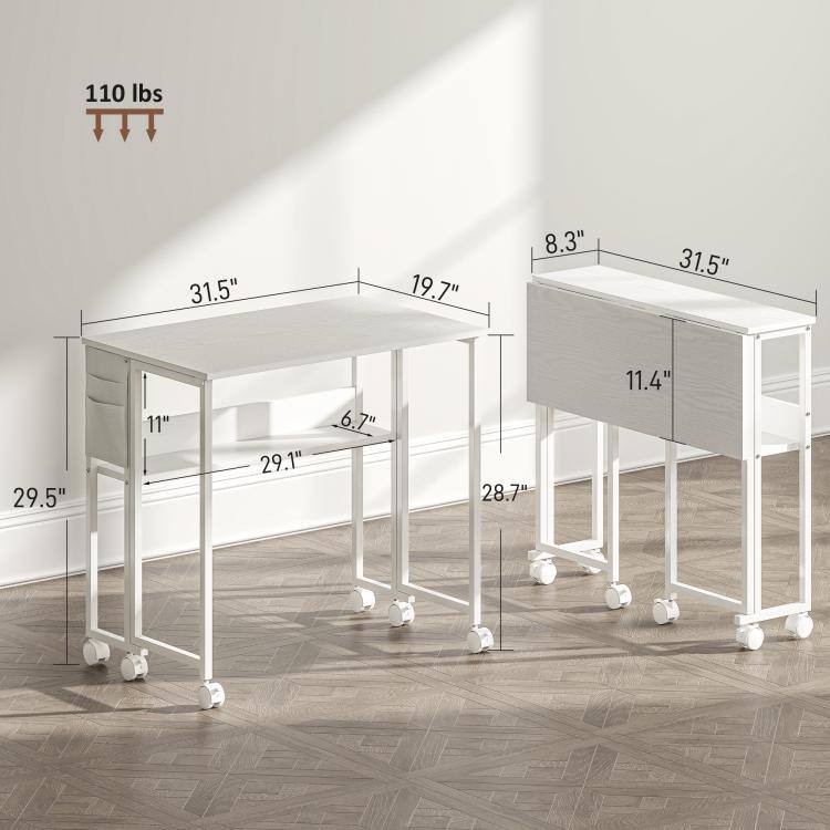 PULUZ Folding Computer Desk, Foldable Desk with Storage Bag, Shelf and ...