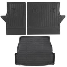 VEVOR - Cargo Mats Compatible with Toyota RAV4 2019-2024, Custom Fit TPE Cargo Liner Set for SUVs, Trunk and Rear Back Seat - Black