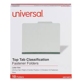 Universal - Six Section Pressboard Classification Folders 2 Expansion 2 Dividers Letter Size Gray Exterior 10 per Box