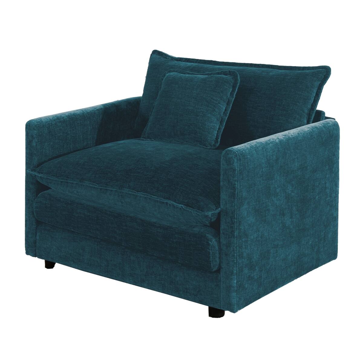 Ropilly Blue Chenille Single Seat Sofa, Upholstered Reading Armchair ...