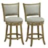 Costway - 25"Swivel Bar Stools Set of 2, with Backrests and Wood Frame,Upholstered Bar Chairs - Antique Gray,Light Gray