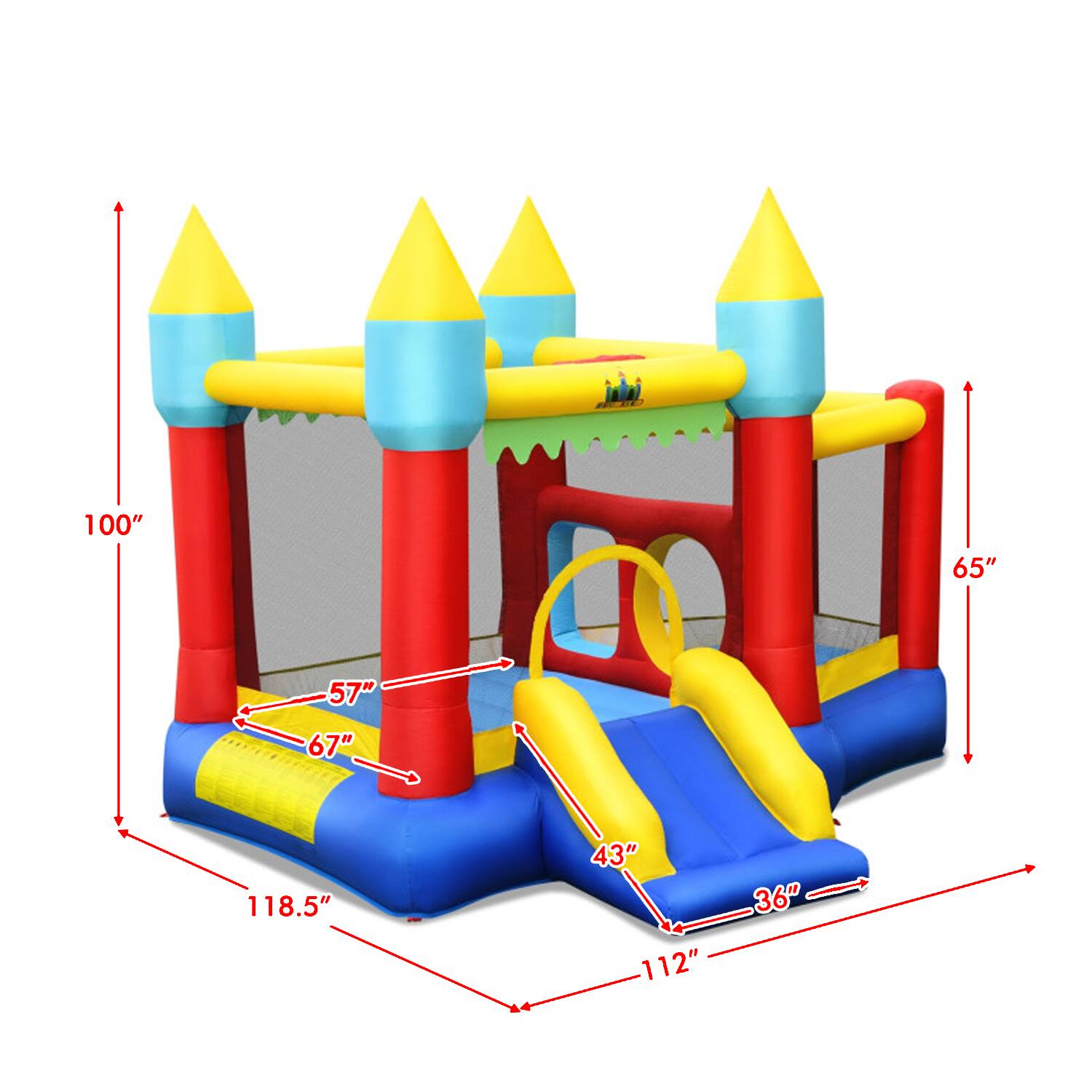 100"  
65"  
57"  
67"  
118.5"  
43"  
112"  
36"