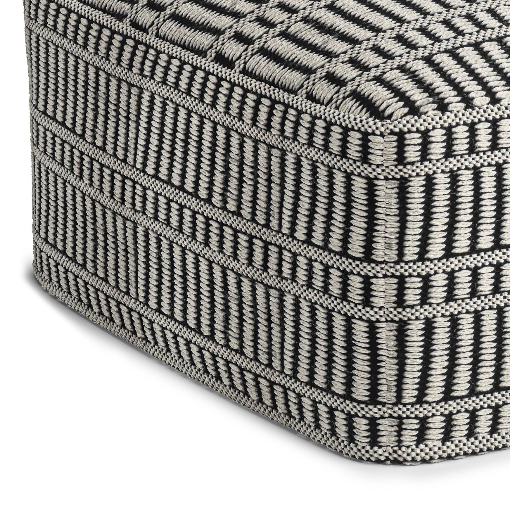 Alt View 13. Simpli Home - Safford Square Woven Pouf - Black and White.