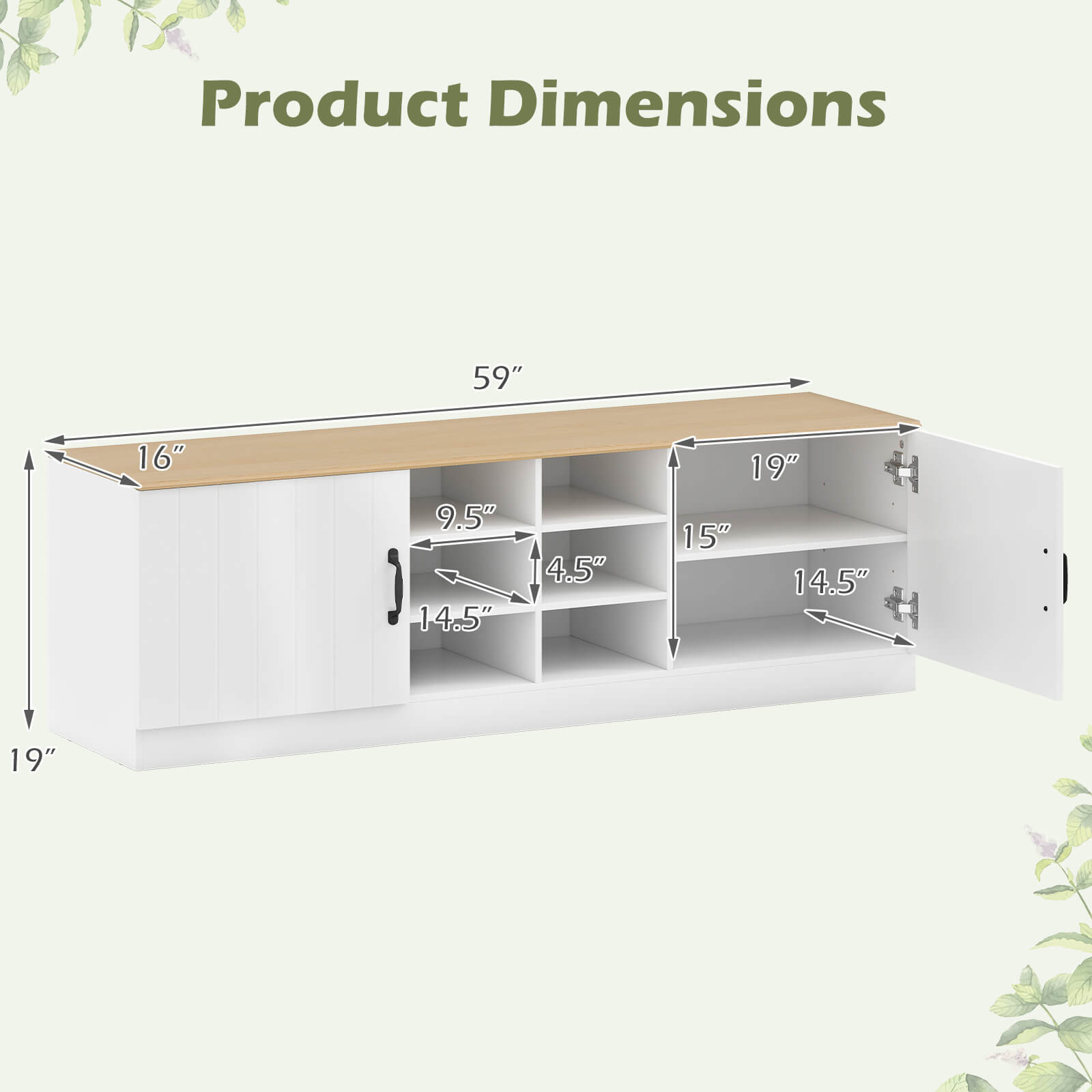 Product Dimensions: 59" x 16" x 9.5" x 14.5" x 4.5" x 19" x 15" x 14.5" x 19"
