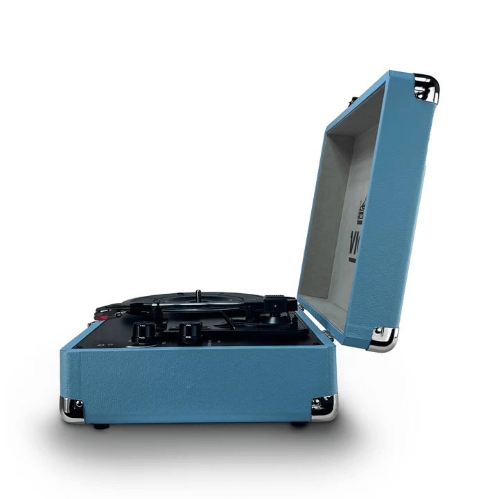 Left. Victor Audio - Metro Plus Portable Dual Bluetooth Suitcase Turntable - Turquoise.