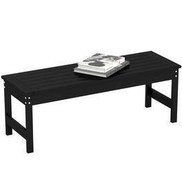Outsunny - 47" Outdoor Bench, 2-Person HDPE All-Weather Garden Bench Seat, Backless Patio Bench with Slatted Seat - Black