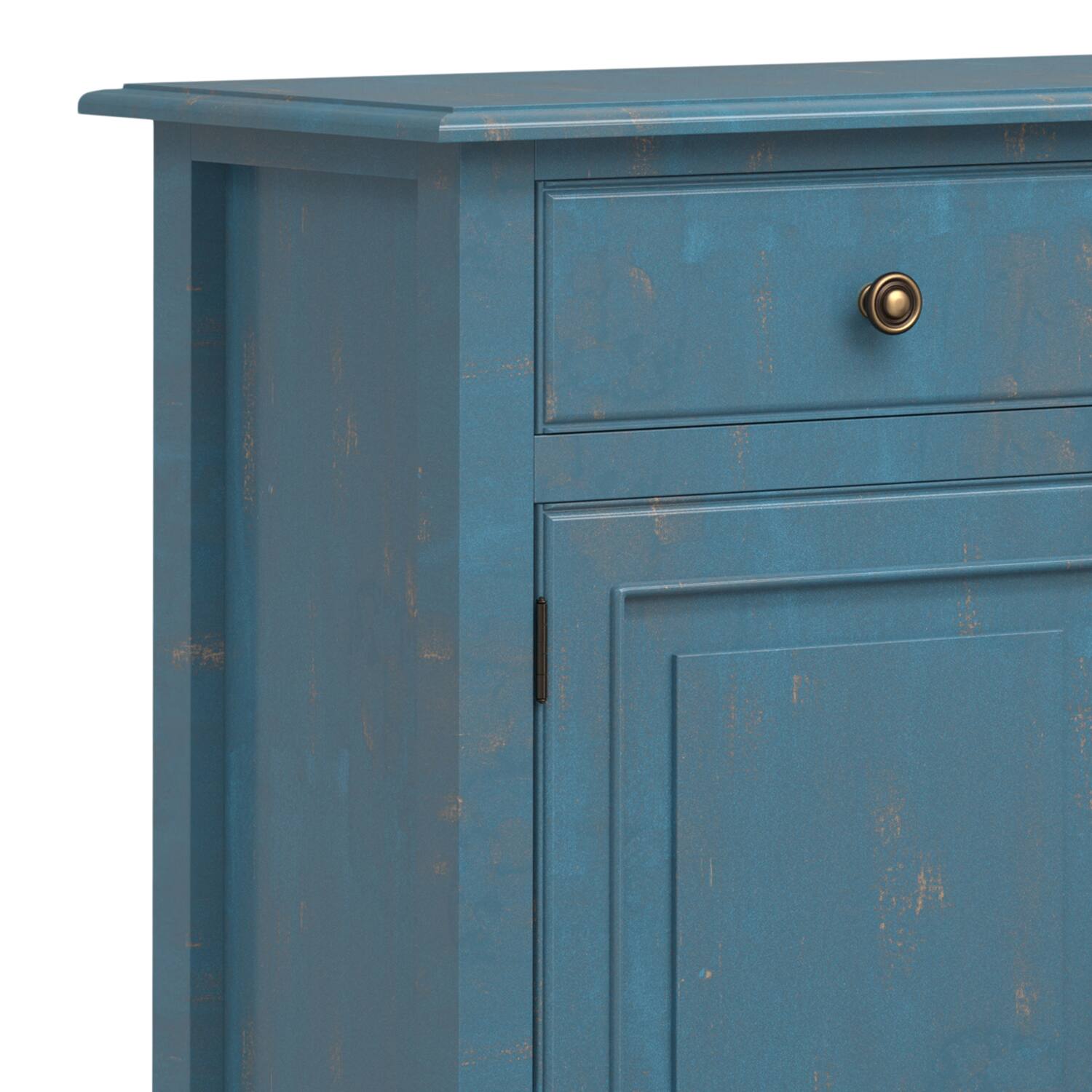 Alt View 2. Simpli Home - Connaught 40 inch Wide Solid Wood Traditional Entryway Storage Cabinet in Distressed Coastal Blue - Distressed Coastal Blue.