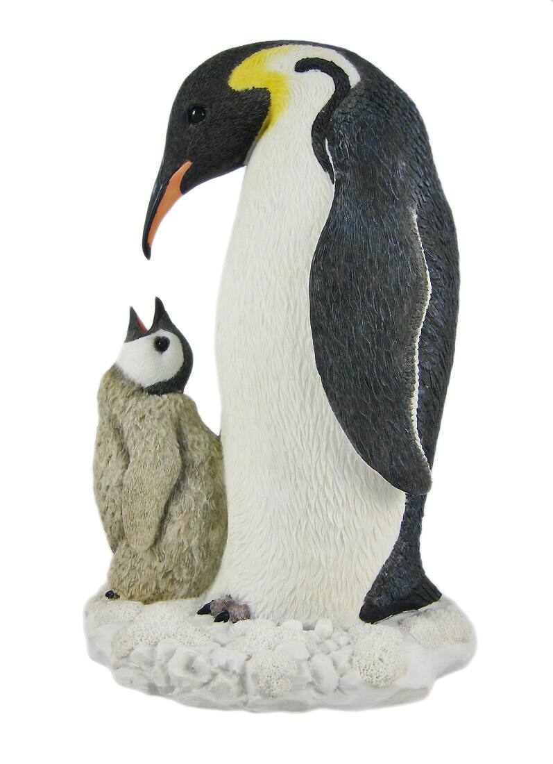 Alt View 1. Veronese Design - Mother And Child Penguin Statue Baby Chick - White.