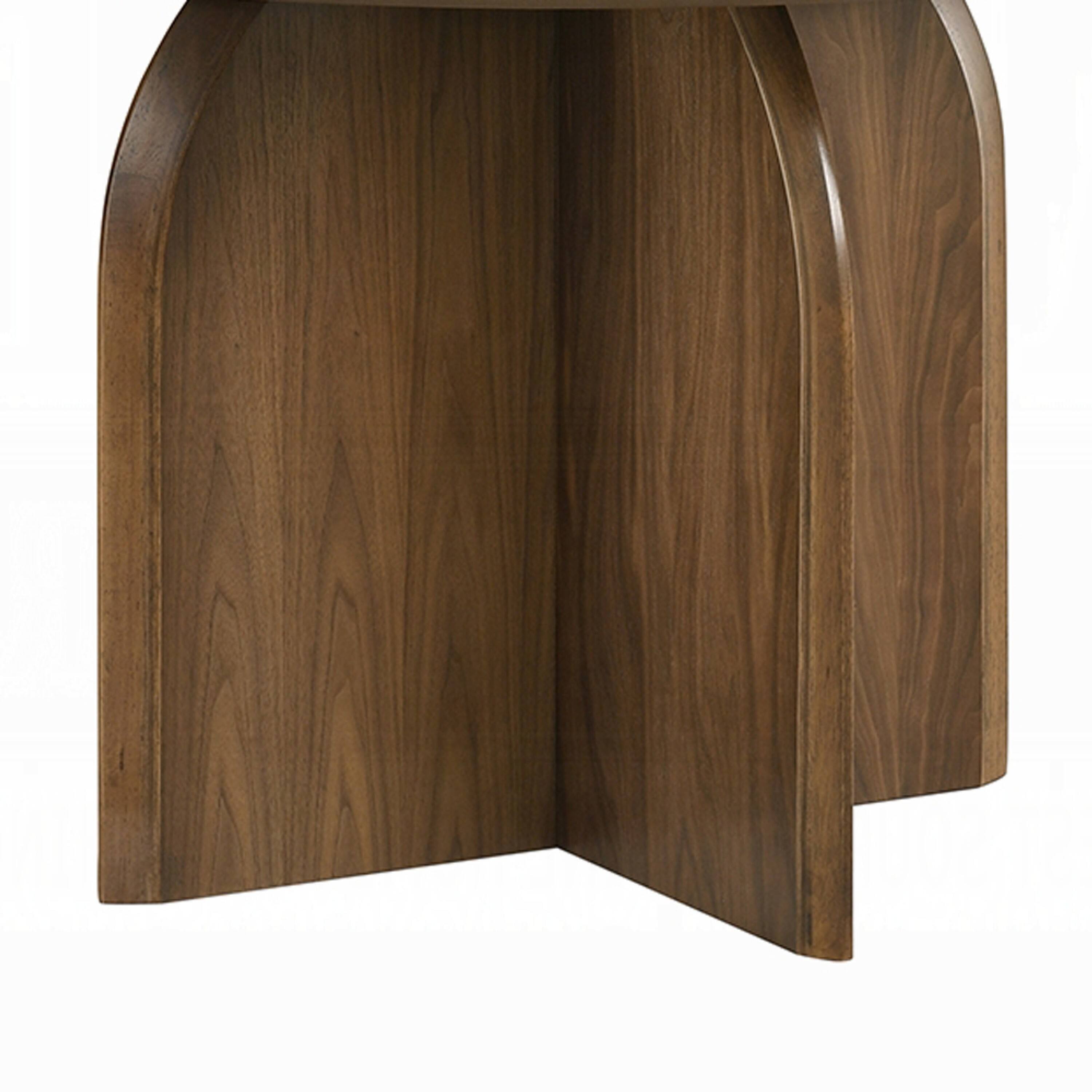 Alt View 3. Manhattan Lane - Dio Dining Table, 47 Inch Top, Cross Pedestal Base - Dark Walnut Brown.