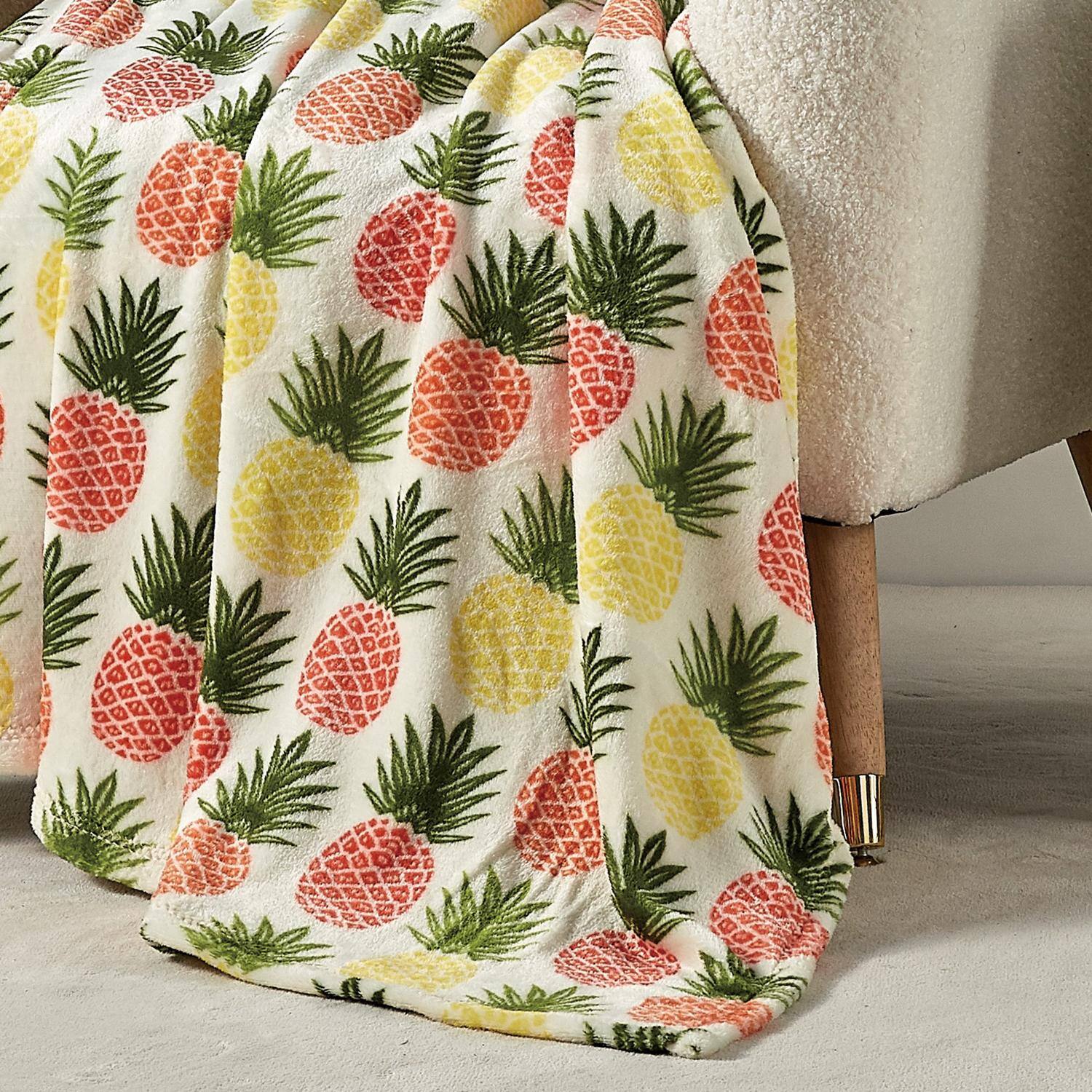 Alt View 2. Noble House - Plazatex Natural Pineapple All Season Plush Decorative Throw Blanket 50" x 70" Yellow - Yellow.