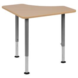 Emma + Oliver - Triangular Collaborative Adjustable Student Desk - Home and Classroom - Natural