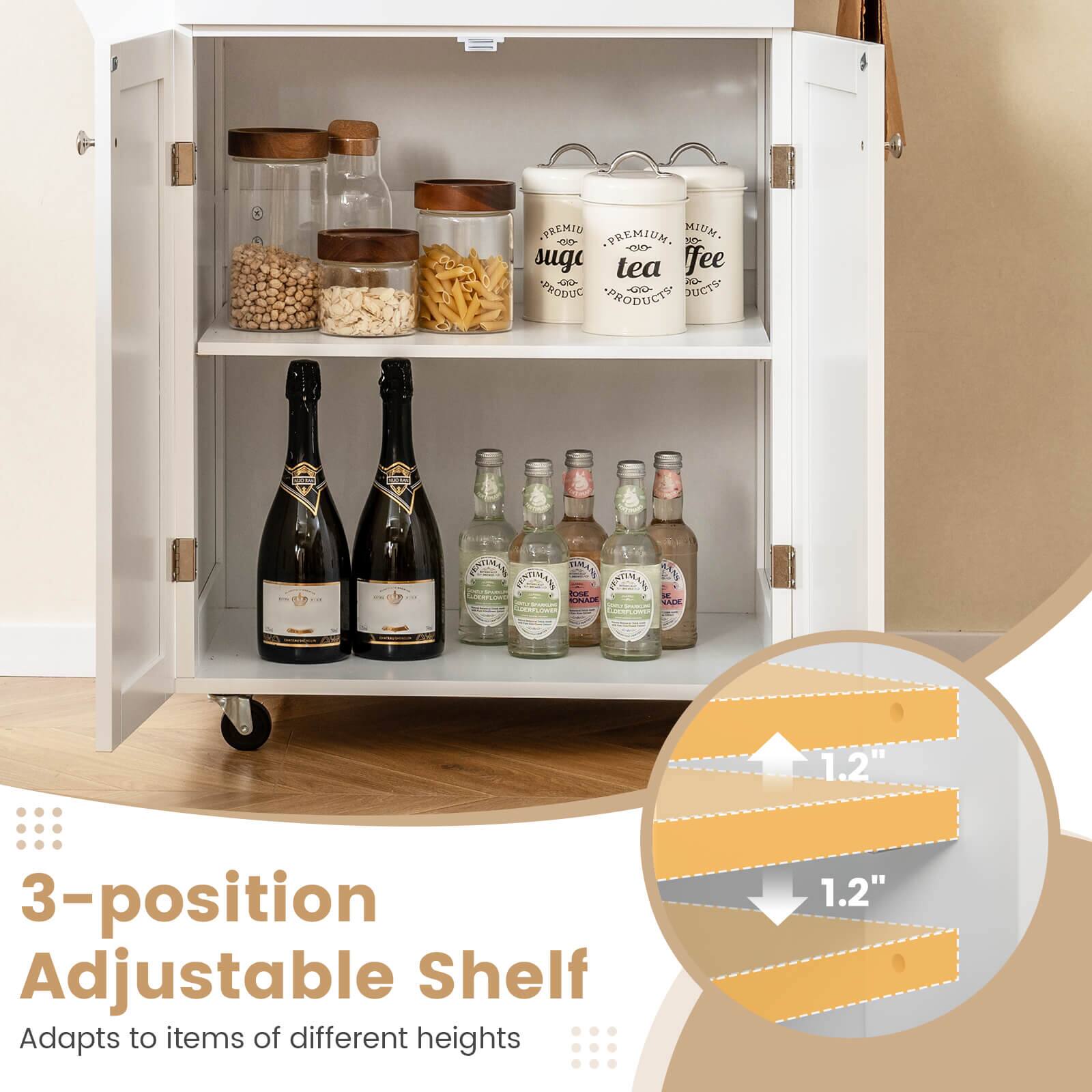 3-position Adjustable Shelf  
Adapts to items of different heights  

1.2"  
1.2"