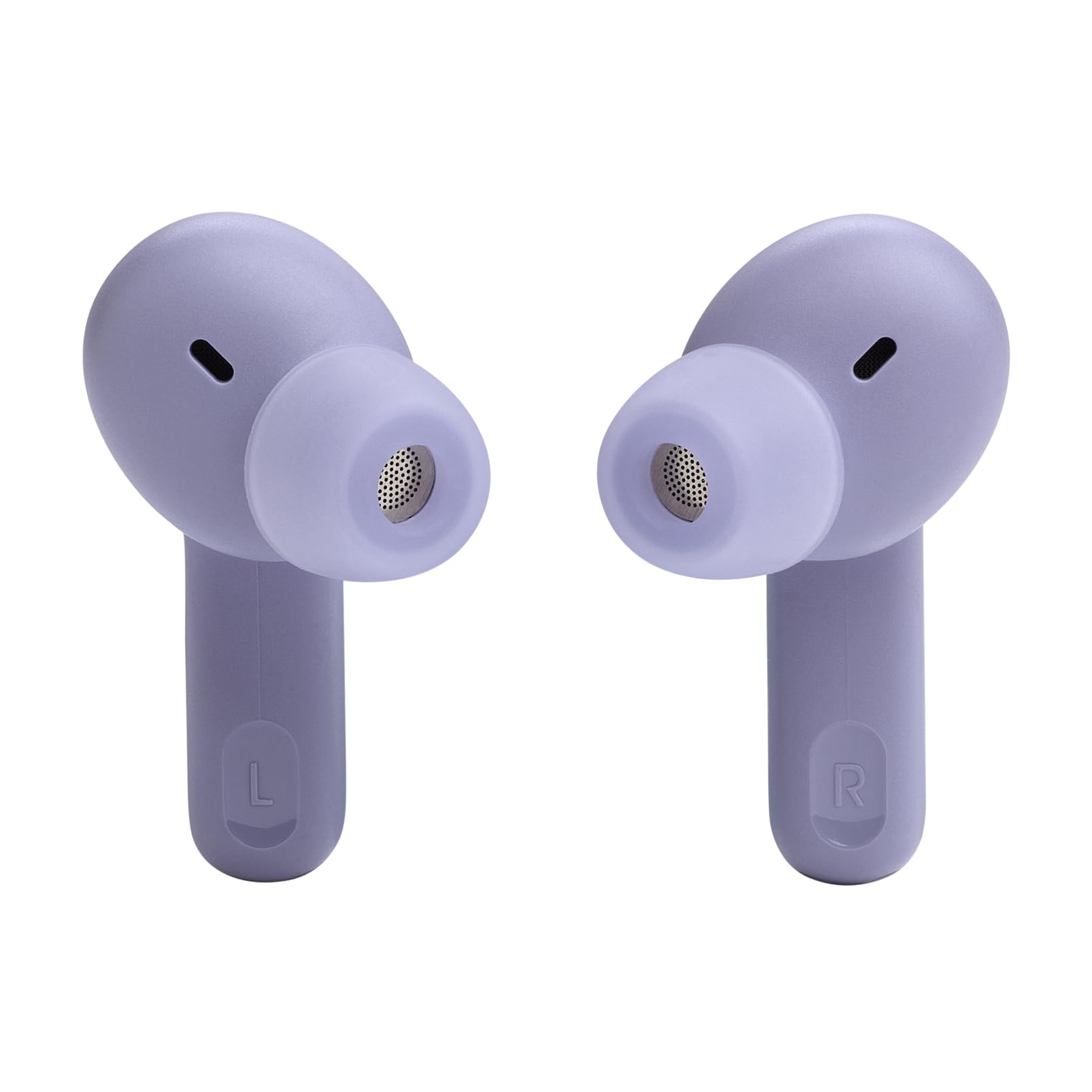 Left. JBL - JBL Tune Beam - True Wireless Active Noise Cancelling with Smart Ambient Earbuds, Bluetooth 5.3, (Purple) - Purple.