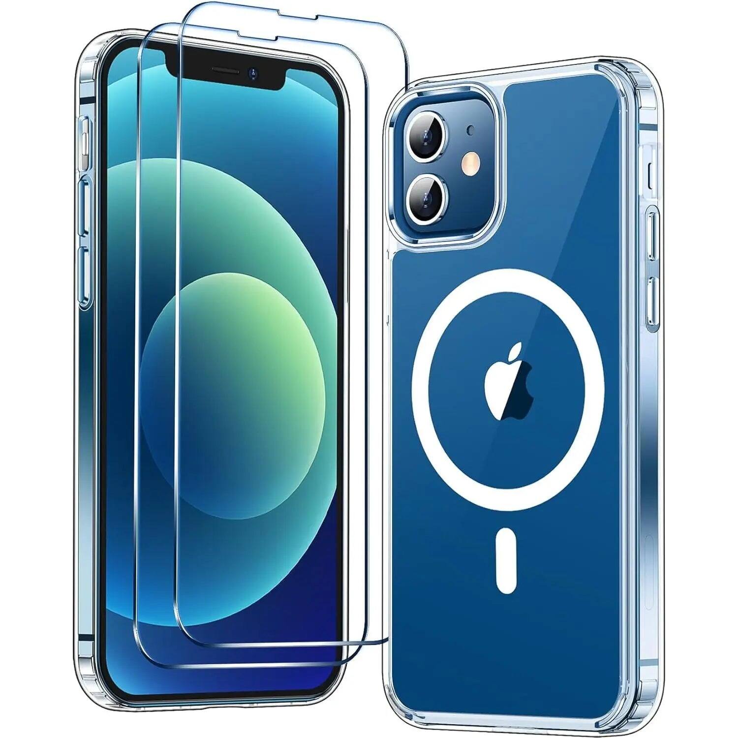 Front. Entronix - Entronix Bundle for iPhone 12 - [Magnetic] Clear Case & 2 Screen Protectors - Clear.