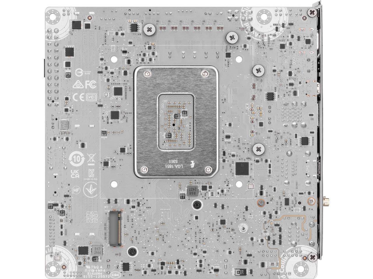 Sure, here is the corrected and grouped text from the image:

- FC
- CE
- VEI
- H98
- 10 UK CA
- IC 53E1
- LGA-1851
- 3 HF
- 1 2437
- 398
- 25 847
- 2444
- RJ PO
- 2512
- E16SPRA
- Cc
- S155-55-125572

Additional text on the PCB:

- 10
- UK CA
- HF
- 1041-861
- 1339
- 1041-861
- 1041-861
- 1041-861
- 1041-861
- 1041-861
- 1041-861
- 1041-861
- 1041-861
- 1041