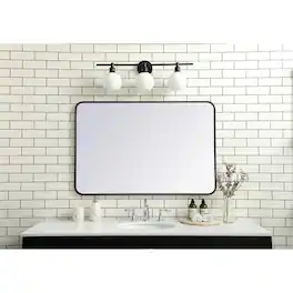 Elegant Decor - Soft corner metal rectangular mirror 28x42 inch - Black