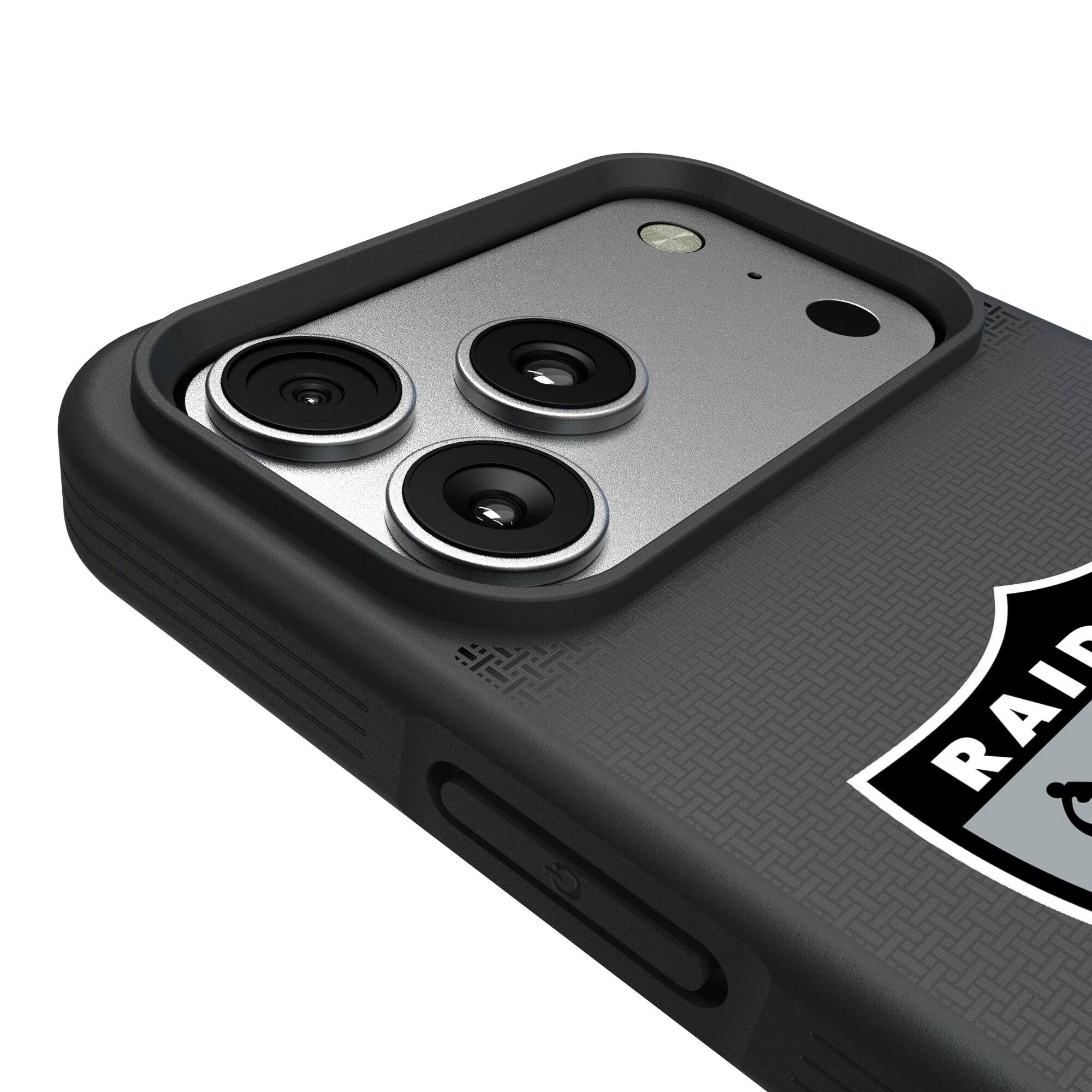 Alt View 2. Keyscaper - Oakland Raiders Bump Case with 8.2ft Drop Protection - 15 Pro - Black.