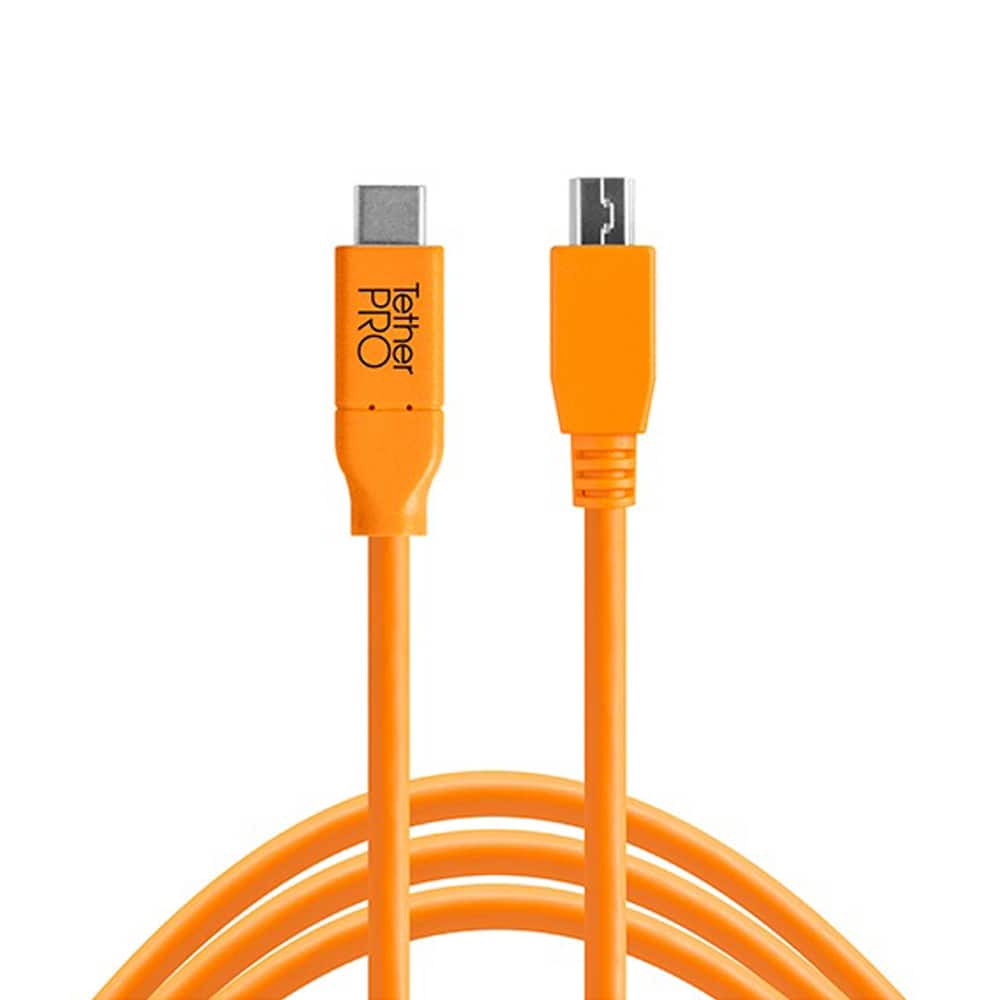 Tether - Tools TetherPro USB Type-C Male to 5-Pin Mini-USB 2.0 Type-B Male Cable - Orange