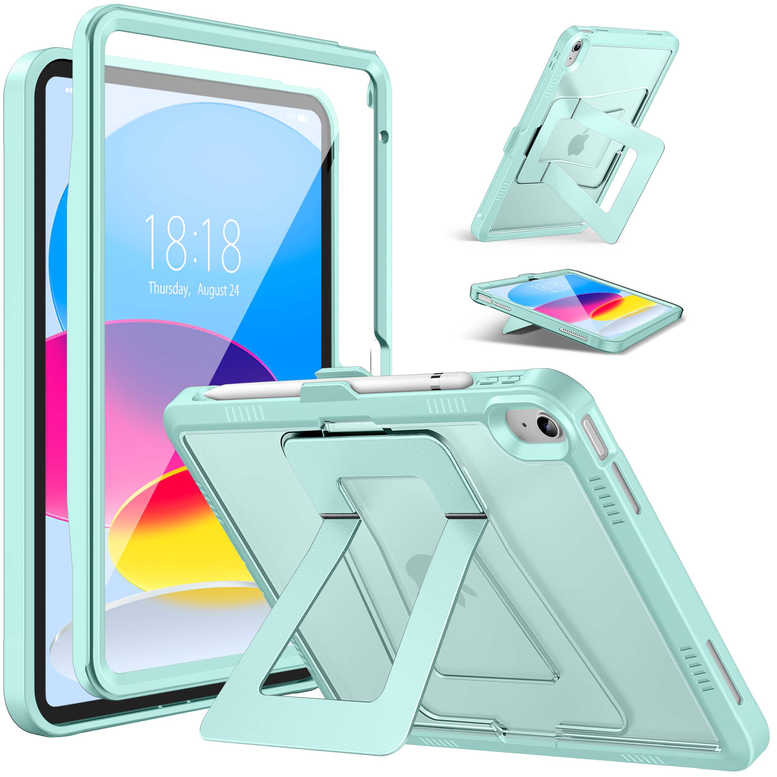 DTTO - Rugged Case with Stand & Screen Protector for iPad 10th Gen 10.9" (2022) / 11th Gen 11" (2025) - Green