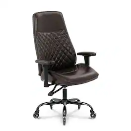 Neo Chair - Ergonomic Faux Leather Office Chair, Mid-Century Desk Chair, Tilting, Roller Blade Wheels - Dark brown