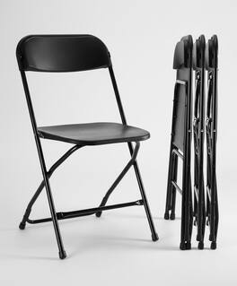 AOITUN - Folding Chair 4 Pack Plastic Foldable with Sturdy Frame for Daily Use - Black