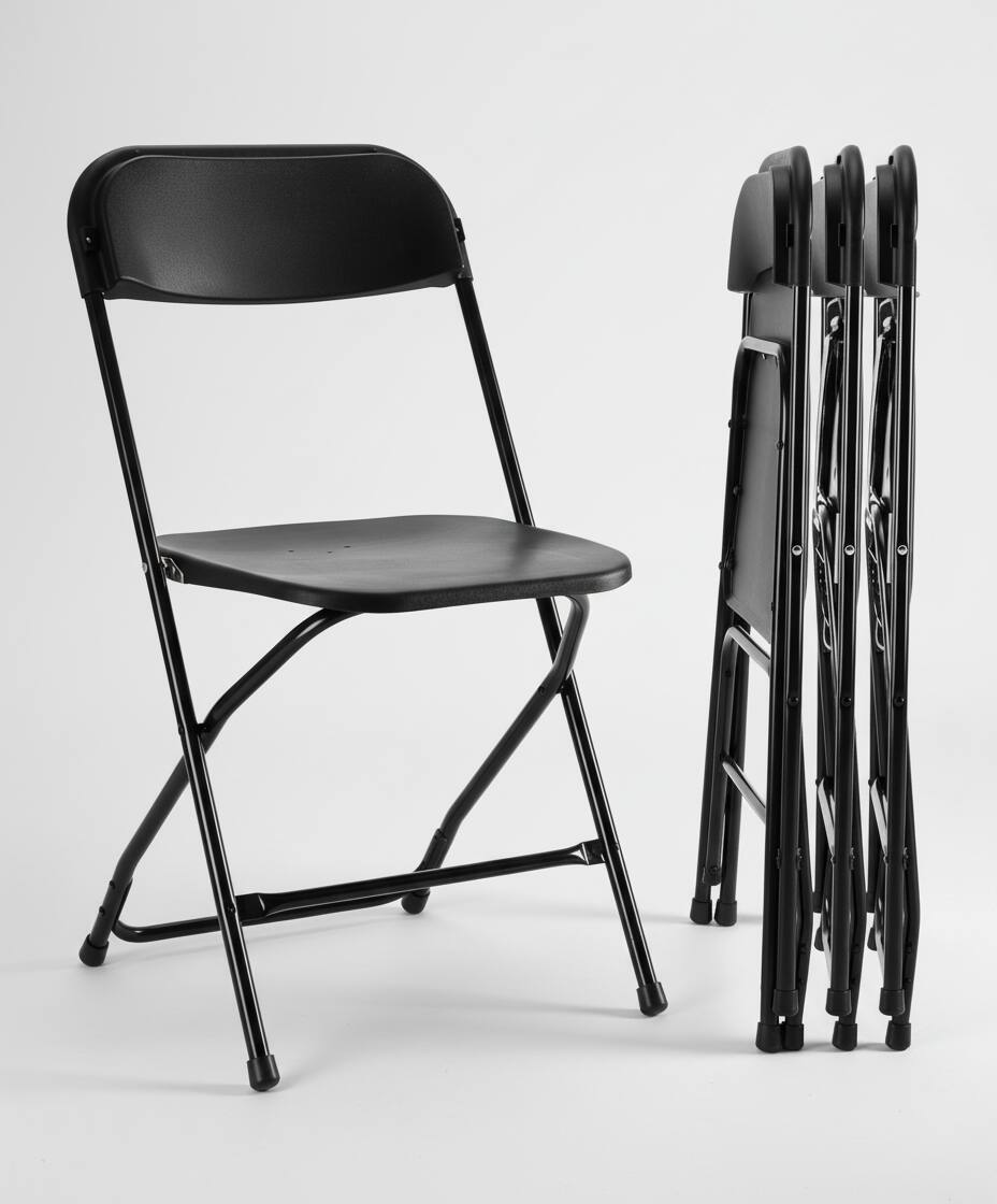Front. AOITUN - Folding Chair 4 Pack Plastic Foldable with Sturdy Frame for Daily Use - Black.