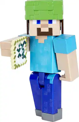 Front. Mattel - Minecraft 3.5 Inch Core Figure Assortment | Underwater Steve - Blue.