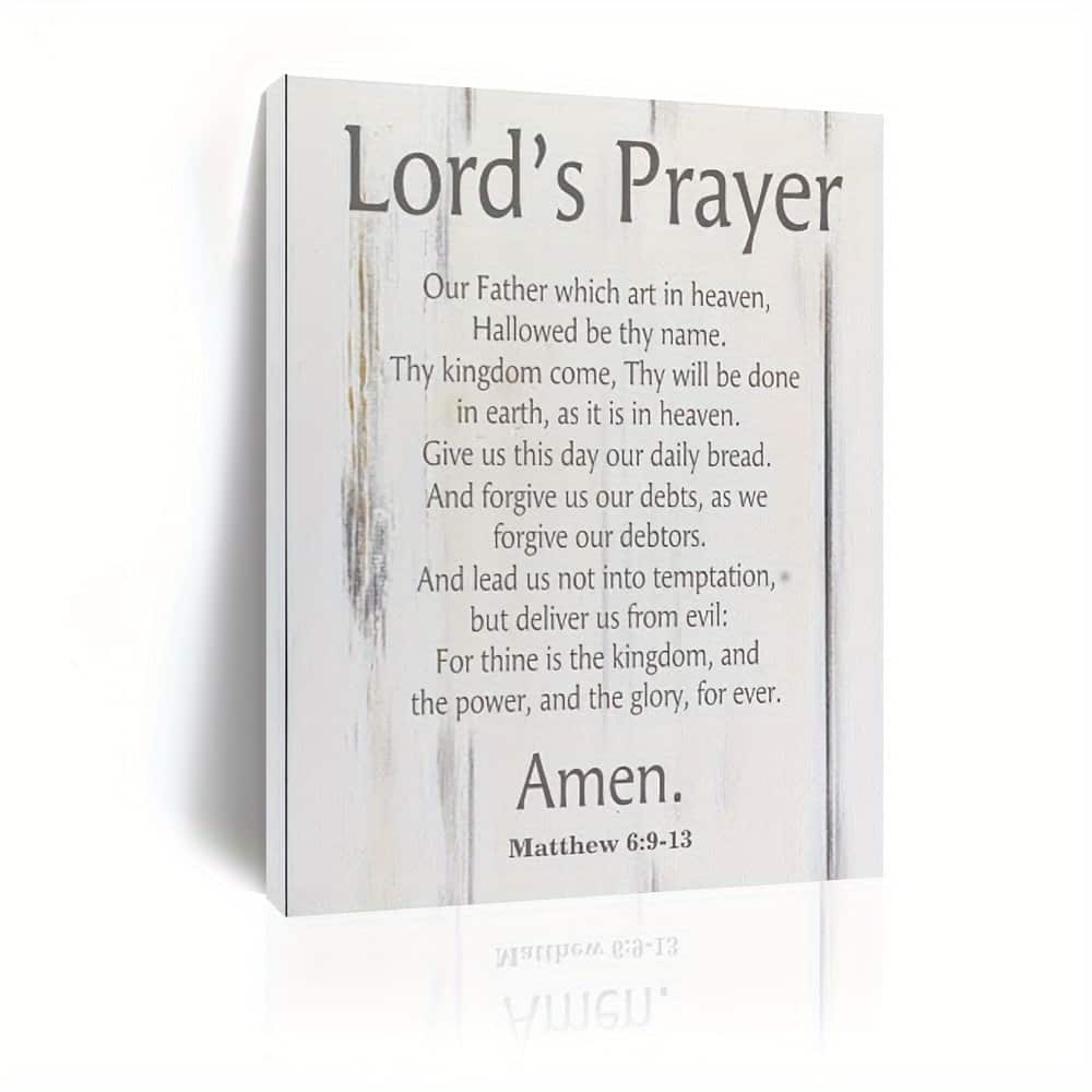 blue - 1 Piece Wood Frame Canvas Painting, Lord's Prayer Scripture Canvas Ten Commandments Christian Wall Art, Framed Wall Art - Color:24*18inch
