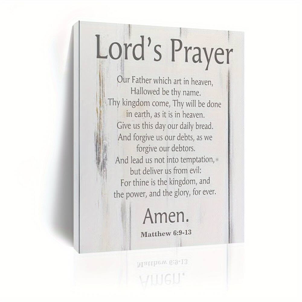 blue - 1 Piece Wood Frame Canvas Painting, Lord's Prayer Scripture Canvas Ten Commandments Christian Wall Art, Framed Wall Art - Color:24*18inch