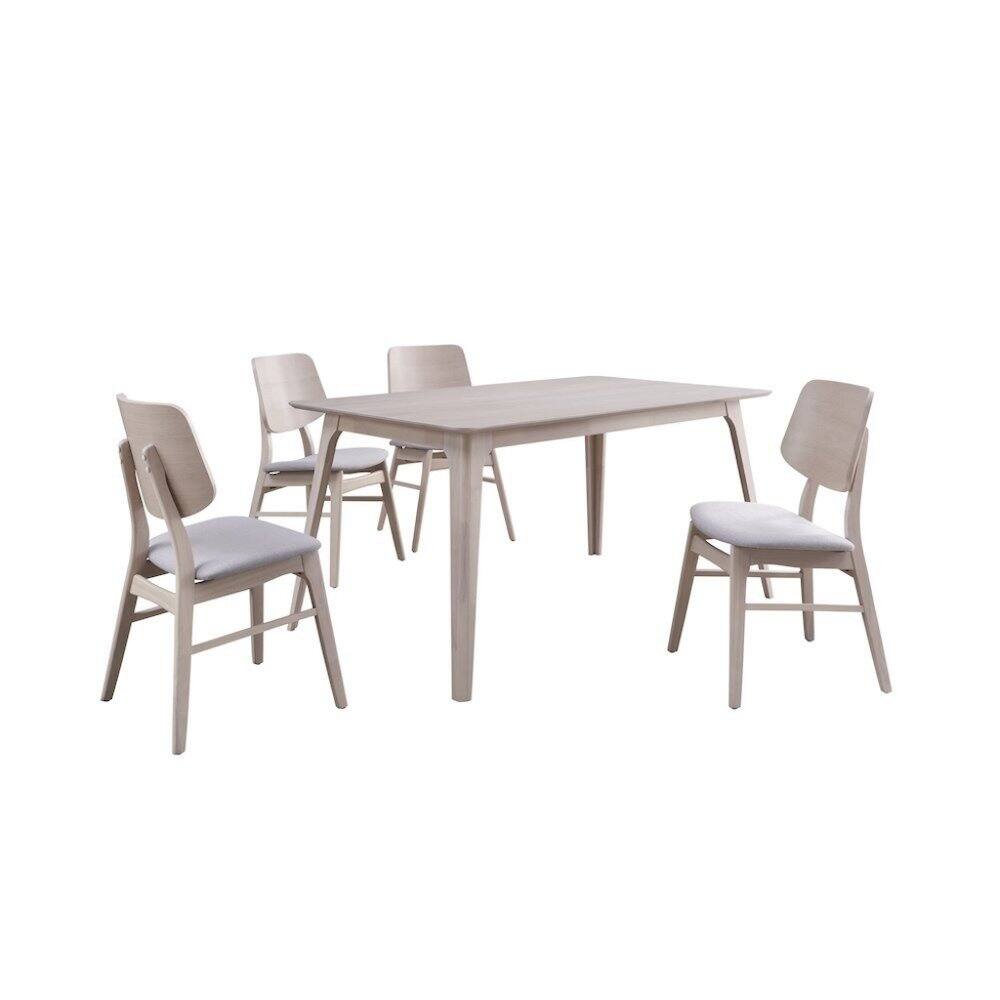 Alt View 8. FurniFact - 5-Piece Wood Dining Set Mid-Century White Ash - White.