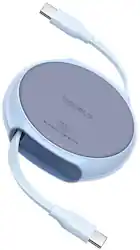 Baseus - Free2Pull 100W Retractable USB-C Cable w/ Magnetic Connectors Fast Charging for iPhone Samsung Switch 3.3 FT - Blue - Front_Zoom