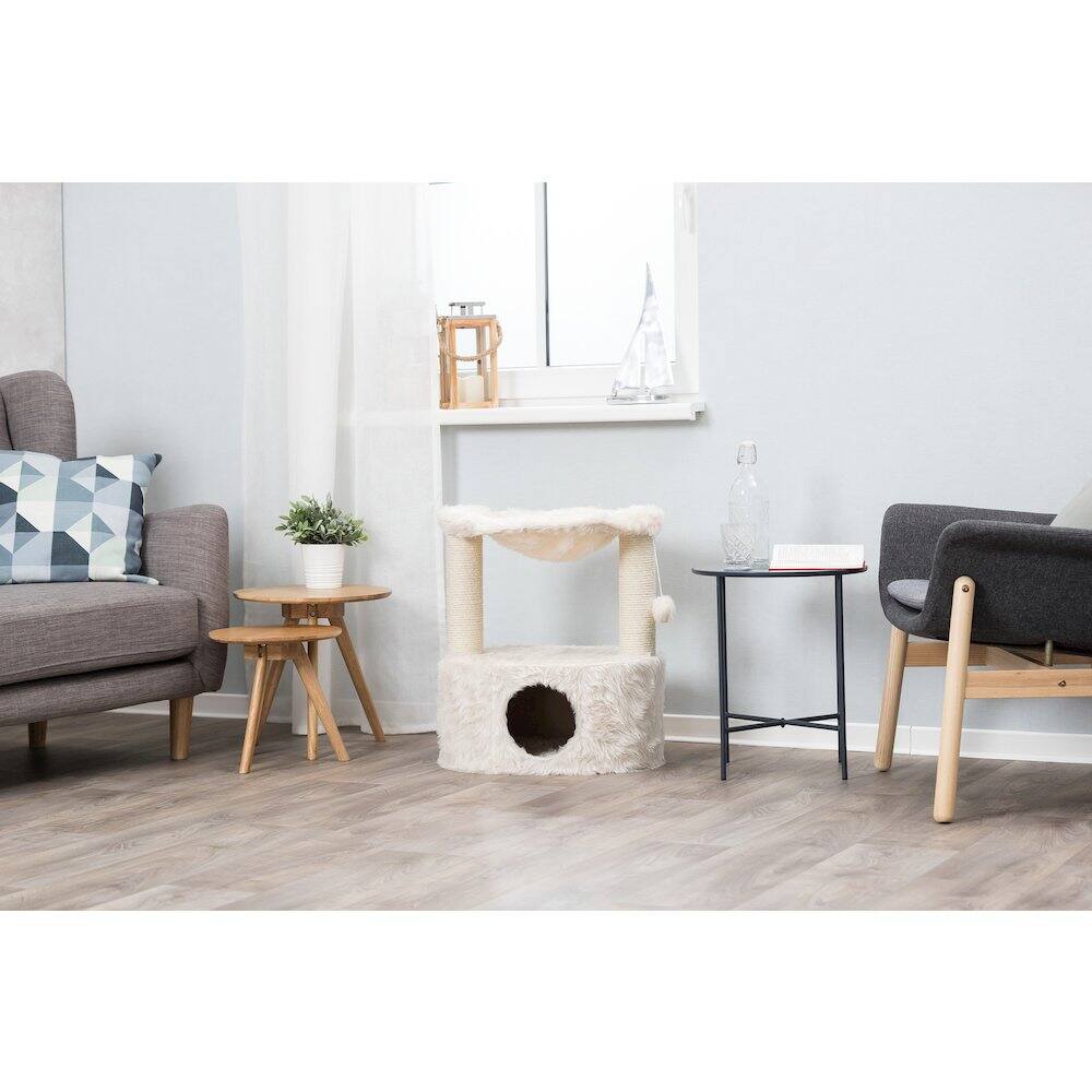 Alt View 4. TRIXIE - Baza Grande Plush & Sisal Cat Tree, Cat Condo and Hammock, Cat Toy - Cream.