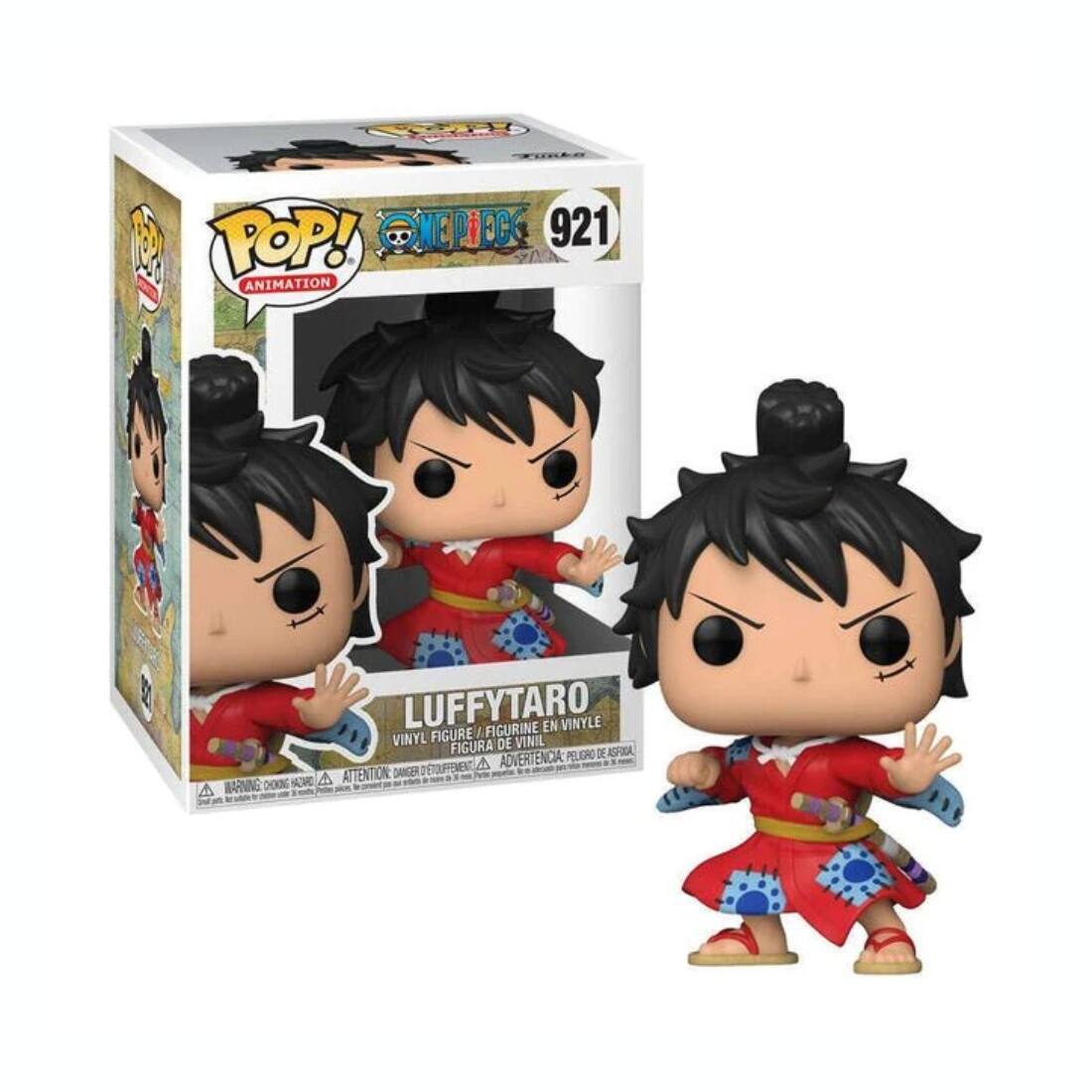 POP! ONE PIECE 921 ANIMATION LUFFYTARO EN VINYLE FIGURE I FIGURINE VINYL DE VINIL FIGURA DE ASFIGA ADVERTENCIA PELIGRO ATTENTION DANGER CHOKING HAZARD