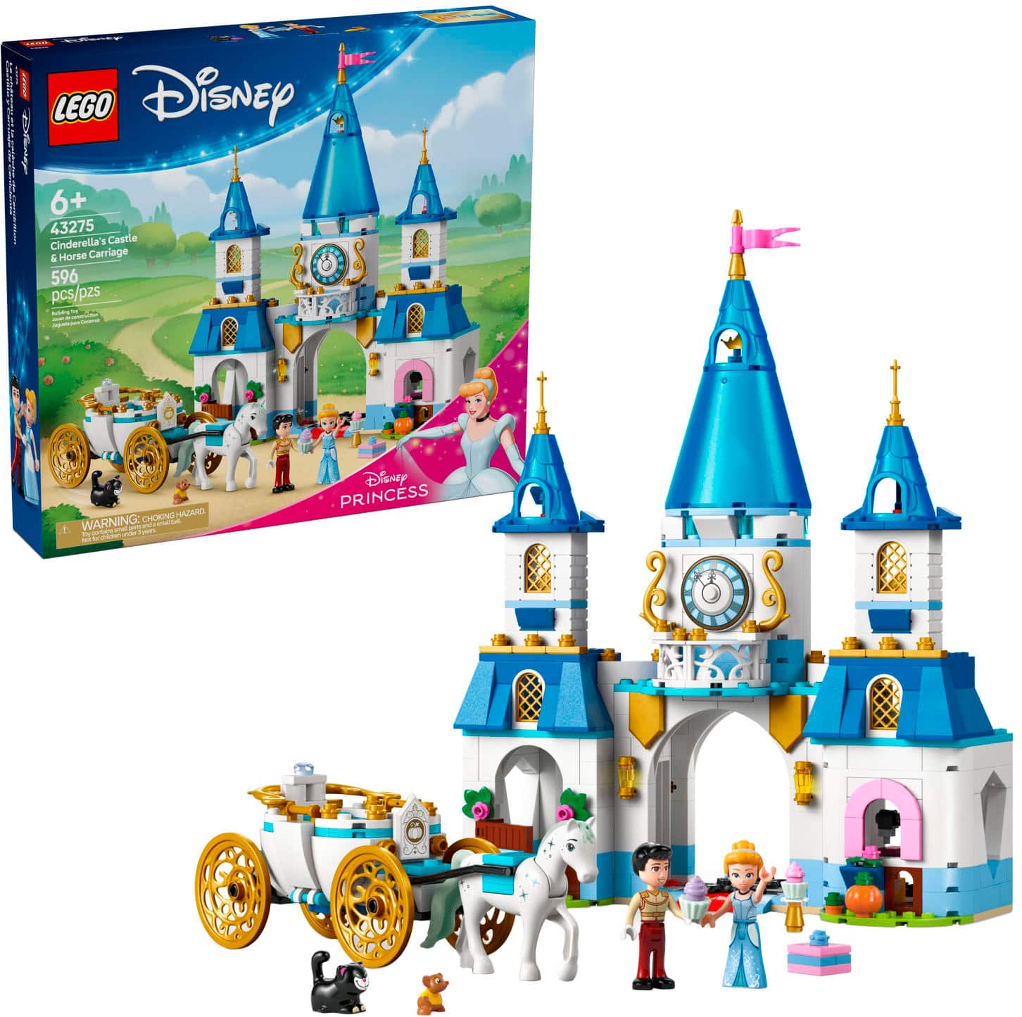 LEGO - Disney Princess Cinderella's Castle & Horse Carriage Playset 43275 - Front_Zoom