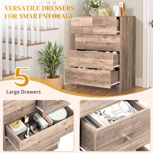 VERSATILE DRESSERS FOR SMART STORAGE

5 Large Drawers