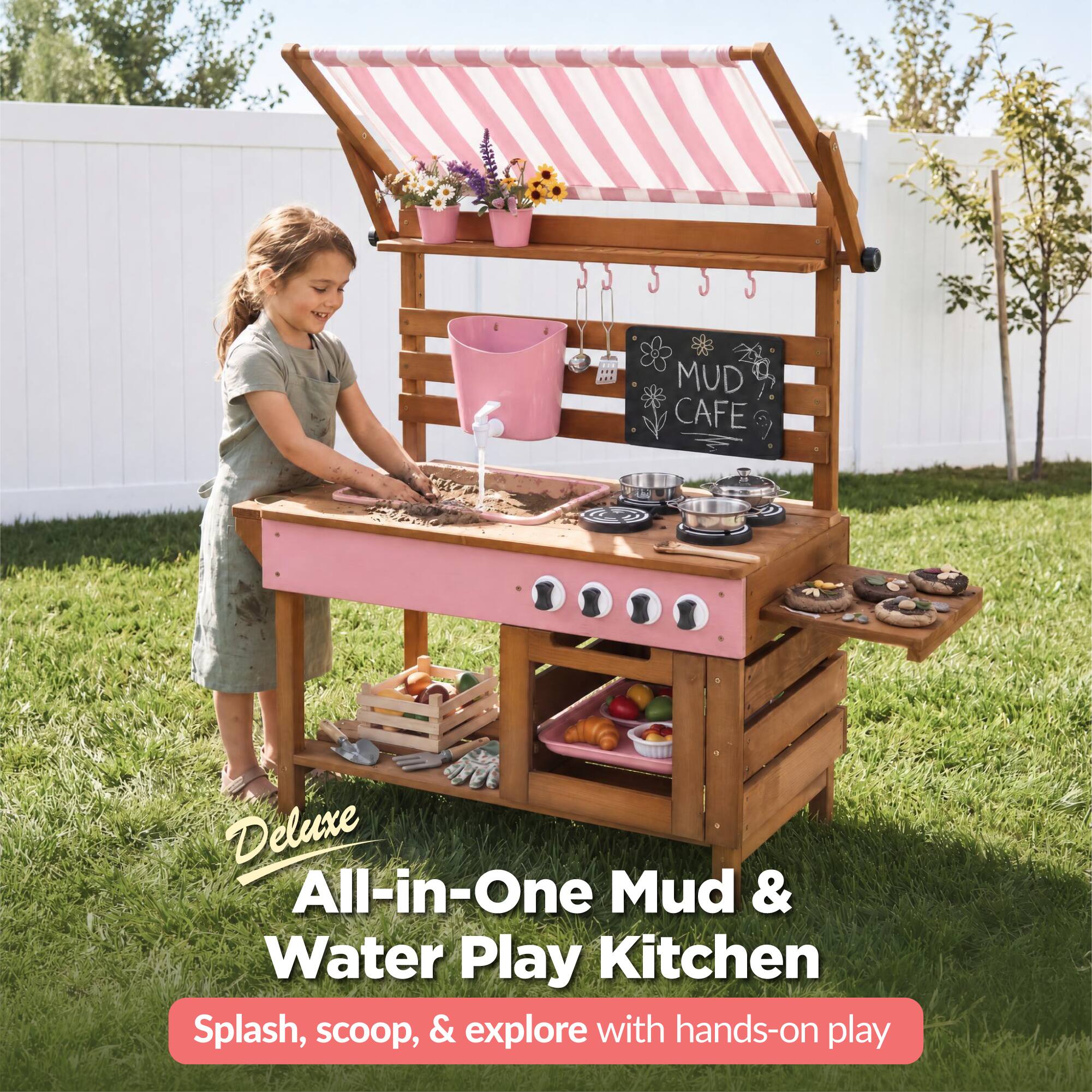 MUD CAFE Deluxe All-in-One Mud & Water Play Kitchen

Splash, scoop, & explore with hands-on play