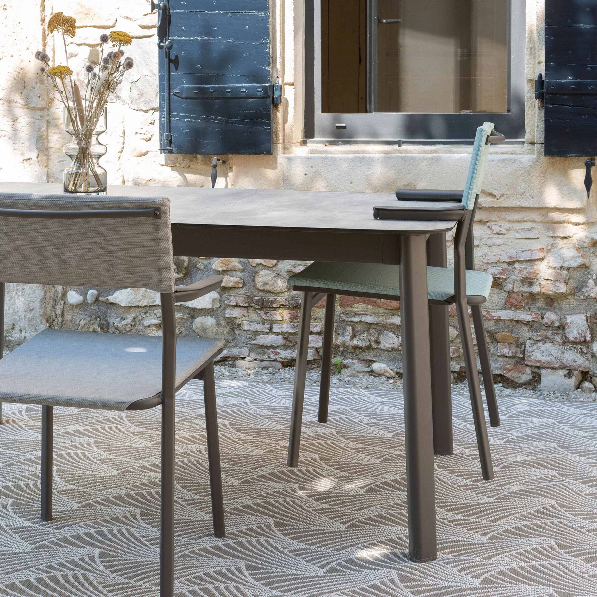 Alt View 5. Lafuma - Lafuma Batyline Duo ORON Outdoor Dining Armchair, Sand/Mistral Blue (Set of 2) - Sand Frame - Mistral Blue, Set of 2.