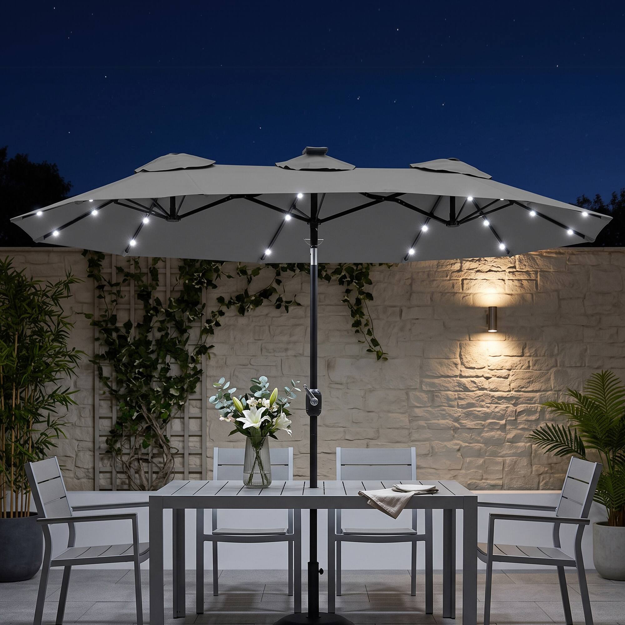 Alt View 1. Outsunny - Patio Umbrella, 9.7' Outdoor Umbrella with Tilt and Crank - Gray.