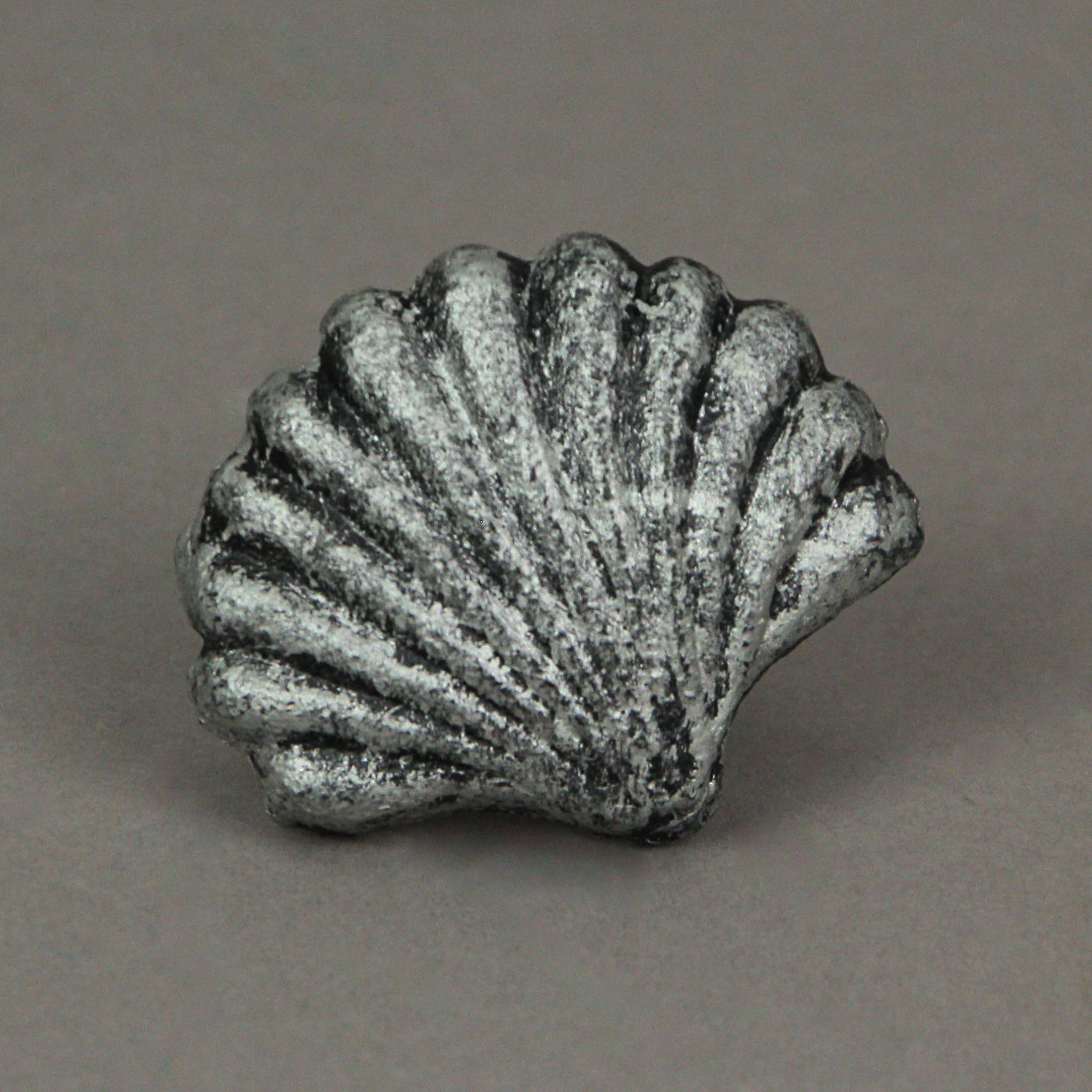 Alt View 7. Zeckos - Set of 6 Silver Cast Iron Scallop Sea Shell Drawer Pulls Nautical Cabinet Knobs - Silver.