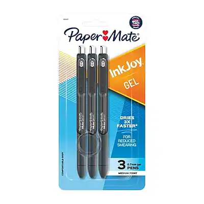 Paper Mate InkJoy GEL
Dries Faster for Reduced Smearing
3 Pens
0.7mm Medium Point
