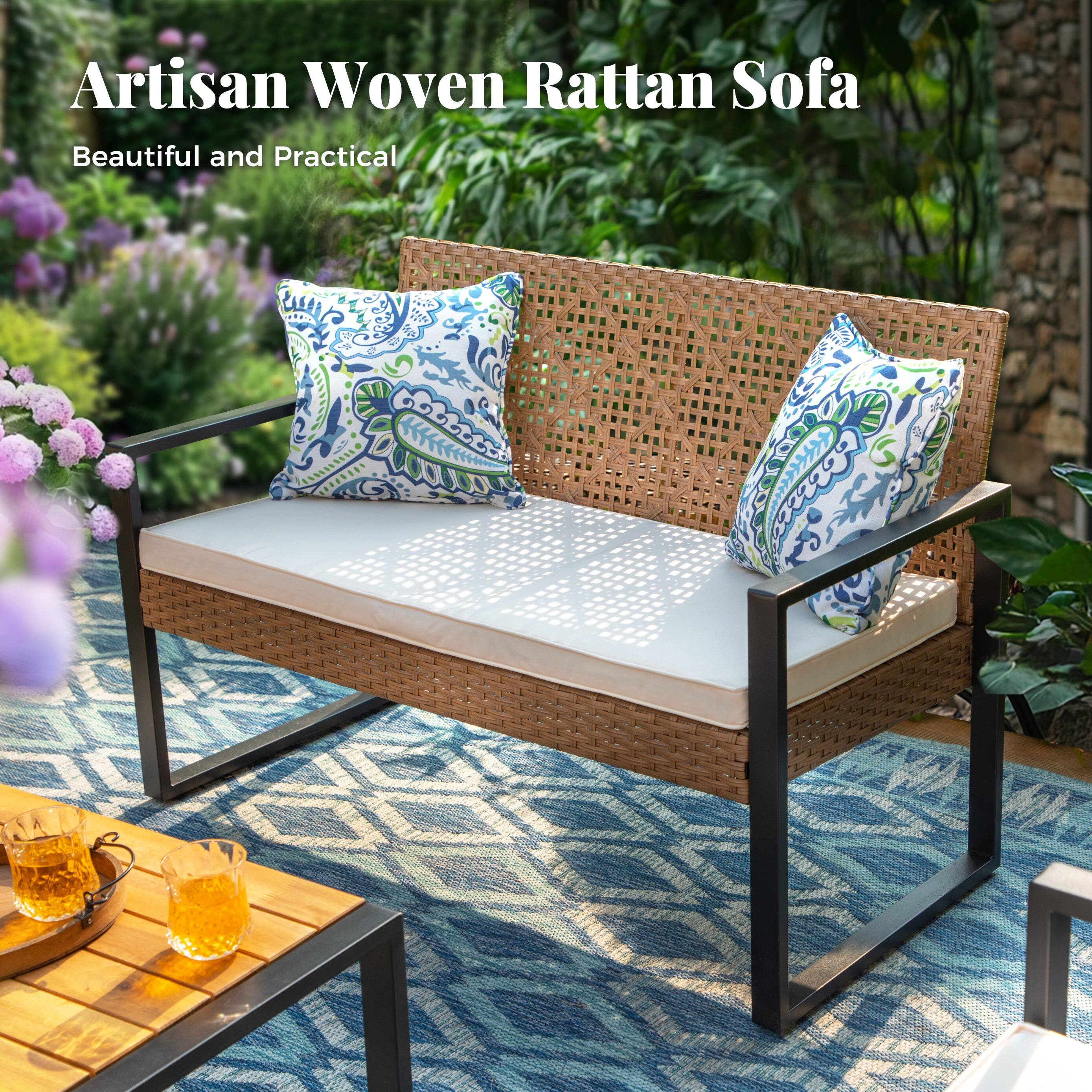 Artisan Woven Rattan Sofa  
Beautiful and Practical