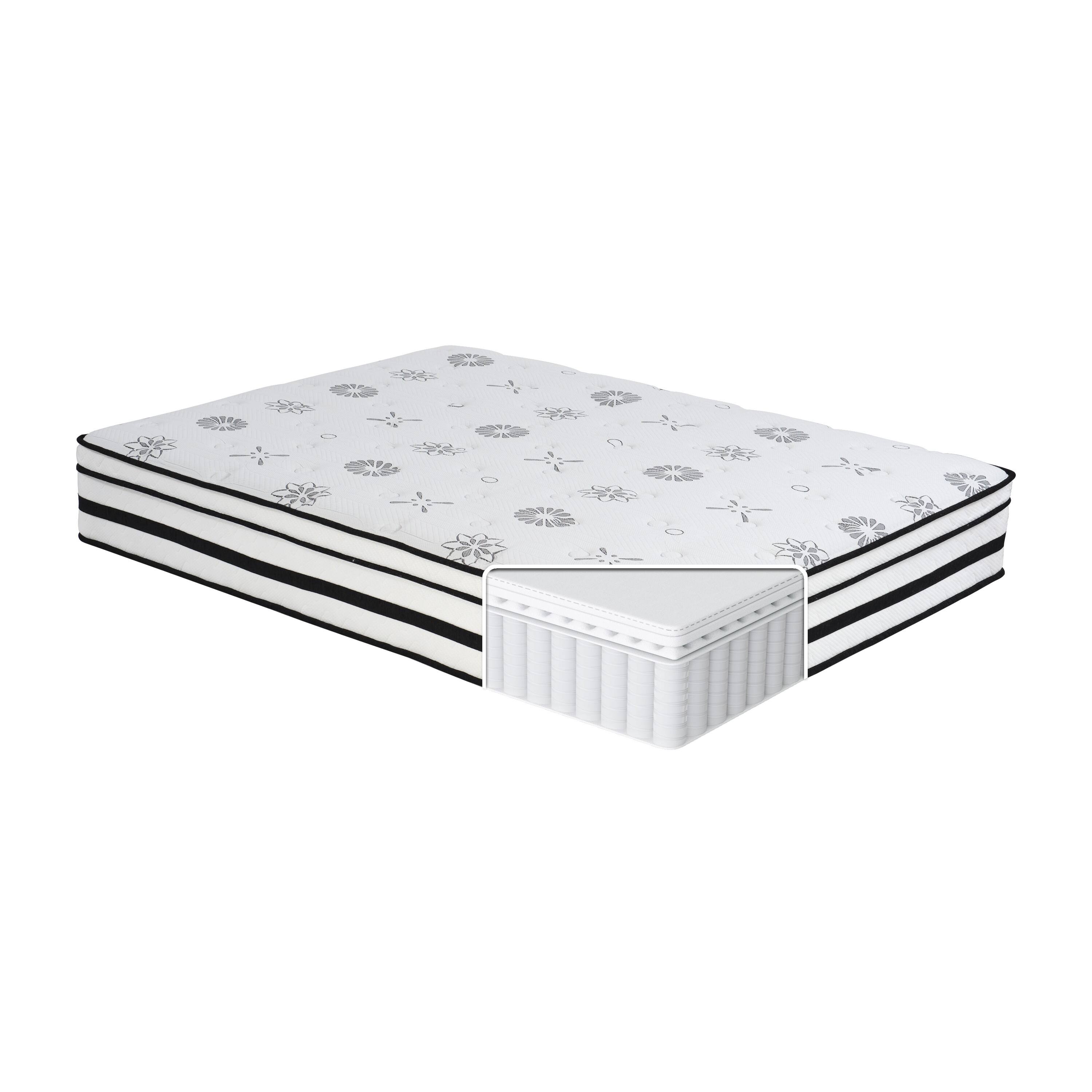 Alt View 4. Glintex - 12" Eastern King Hybrid Memory Foam Mattress, Quilted Cover, Plush Comfort, Motion Isolation - White.
