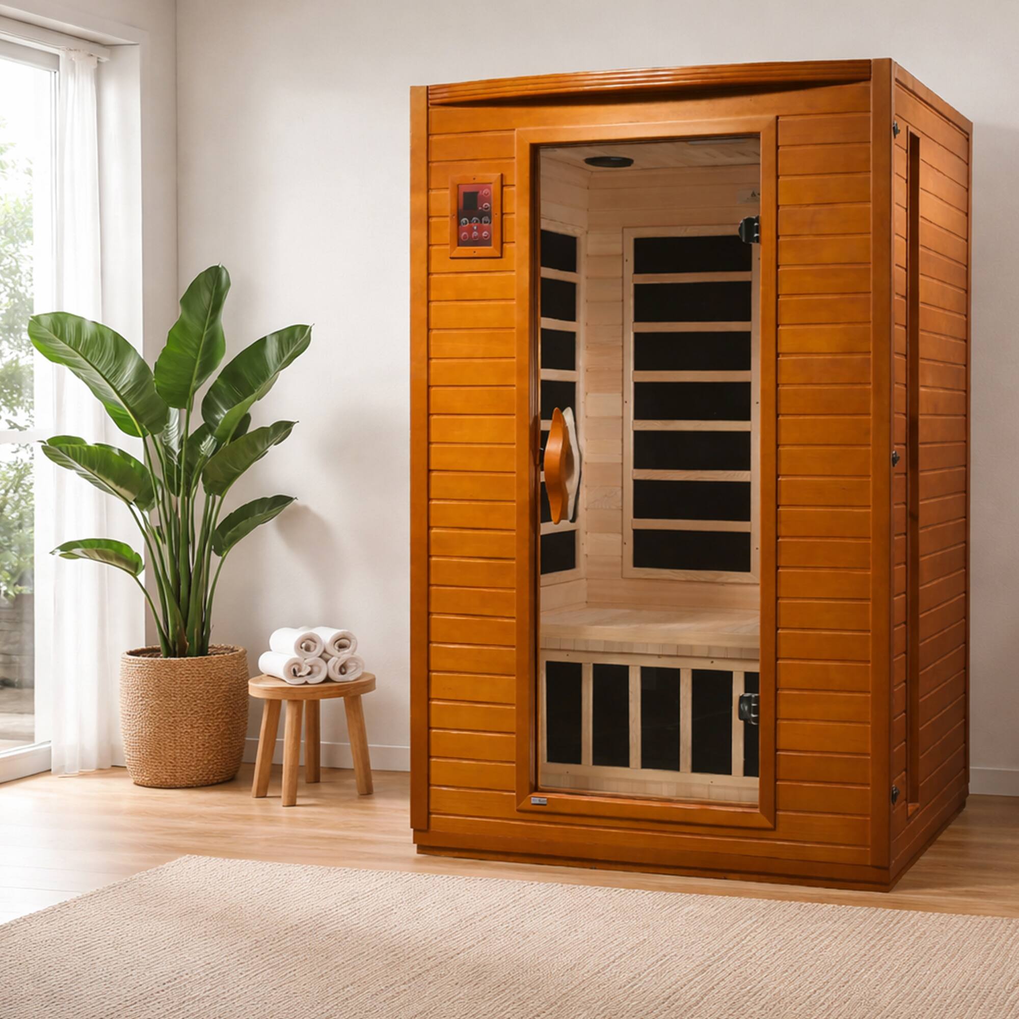 Alt View 1. Dynamic Saunas - Dynamic Saunas Andora 2-Person Low EMF FAR Infrared Sauna, Canadian Hemlock Wood - Natural Wood.